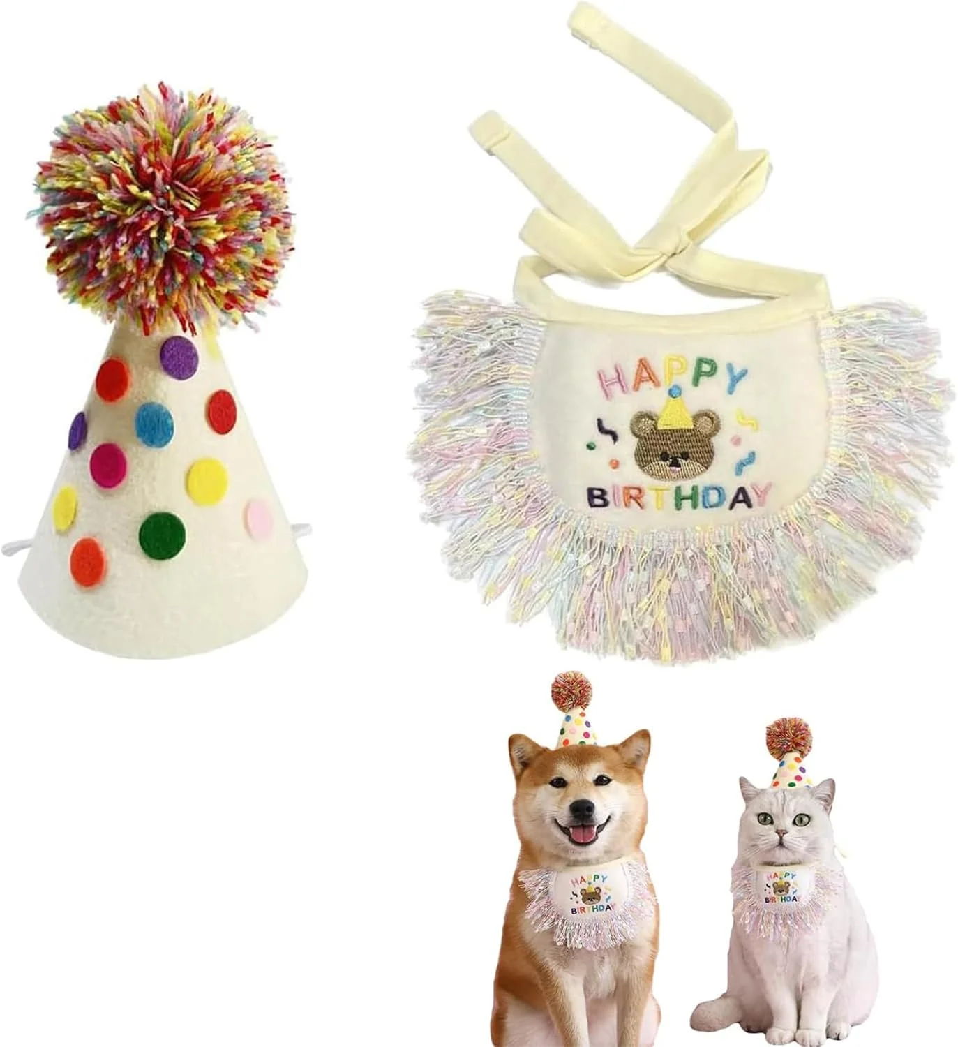 ست کلاه و شال گردن تولد سگ و گربه Wisfunlly، ست تزئینات جشن تولد حیوانات خانگی، شال گردن پیشبند پنبه ای زیبا و کلاه تولد، شال گردن و کلاه مهمانی تولد سگ و گربه، لباس های پرنسس سگ و گربه ست کلاه و شال گردن تولد سگ و گربه Wisfunlly، ست تزئینات جشن تولد حیوانات خانگی، شال گردن پیشبند پنبه ای زیبا و کلاه تولد، شال گردن و کلاه مهمانی تولد سگ و گربه، لباس های پرنسس سگ و گربه