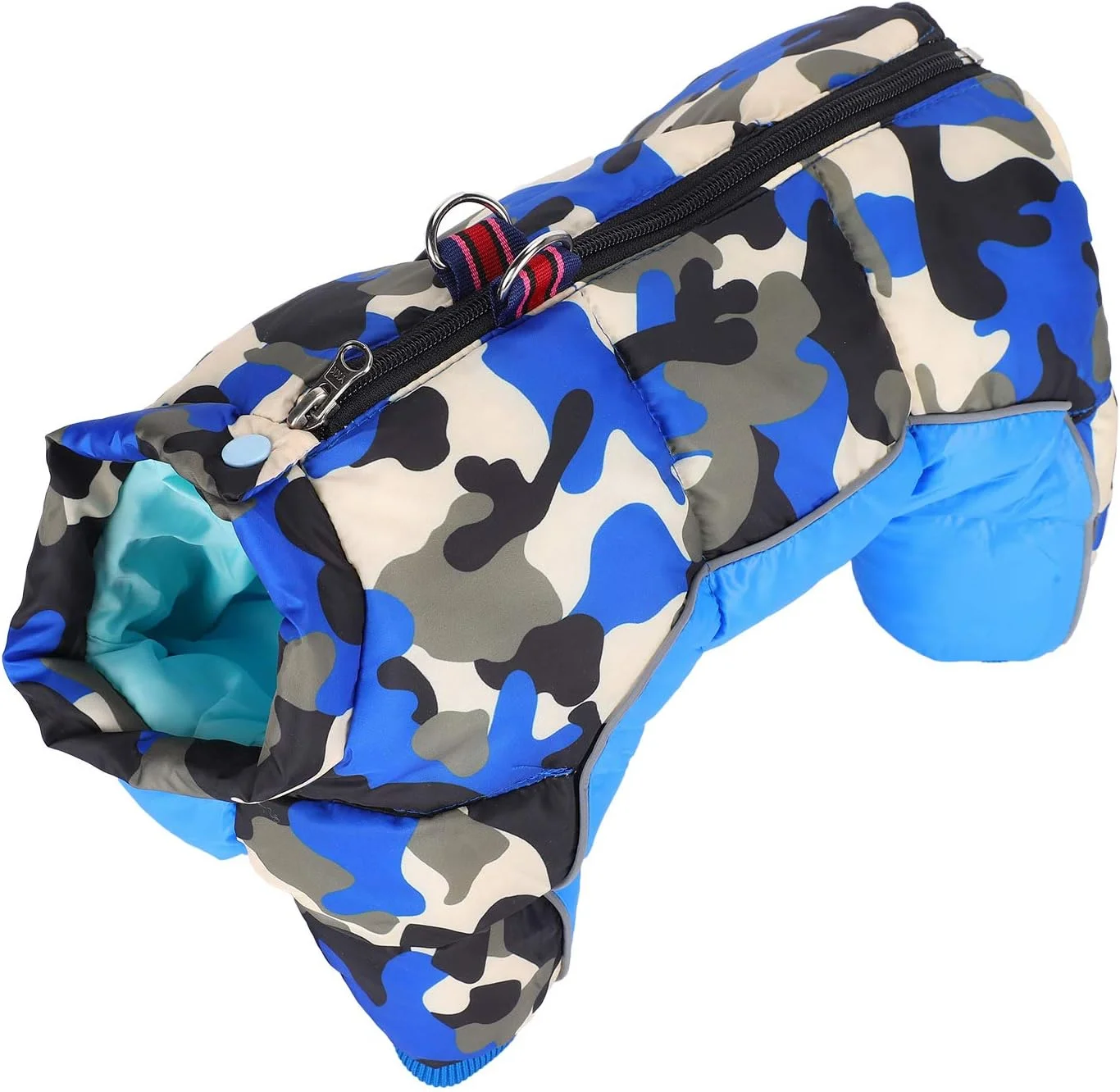 کت زمستانی سگ، ژاکت ضد باد سگ، لباس گرم نگهدارنده زمستانی سگ، کت زمستانی چهار پا با زیپ پشتی طرح استتار آبی (سایز 18) کت زمستانی سگ، ژاکت ضد باد سگ، لباس گرم نگهدارنده زمستانی سگ، کت زمستانی چهار پا با زیپ پشتی طرح استتار آبی (سایز 18)