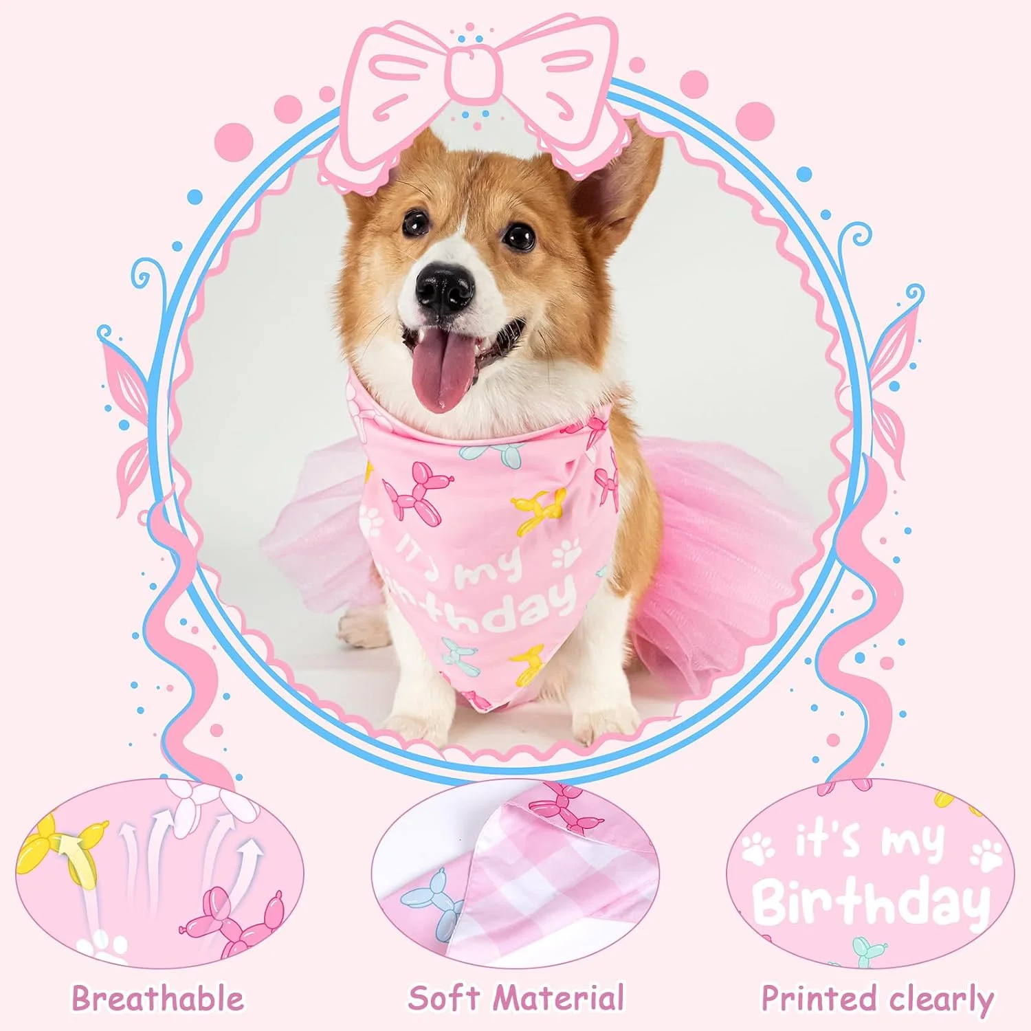 لوازم جشن تولد سگ، دستمال گردن، دامن توتو، پاپیون، تاج، بنر تولدت مبارک، بادکنک های WOOF و اعداد 0-9 برای تزئینات تولد سگ های کوچک لوازم جشن تولد سگ، دستمال گردن، دامن توتو، پاپیون، تاج، بنر تولدت مبارک، بادکنک های WOOF و اعداد 0-9 برای تزئینات تولد سگ های کوچک