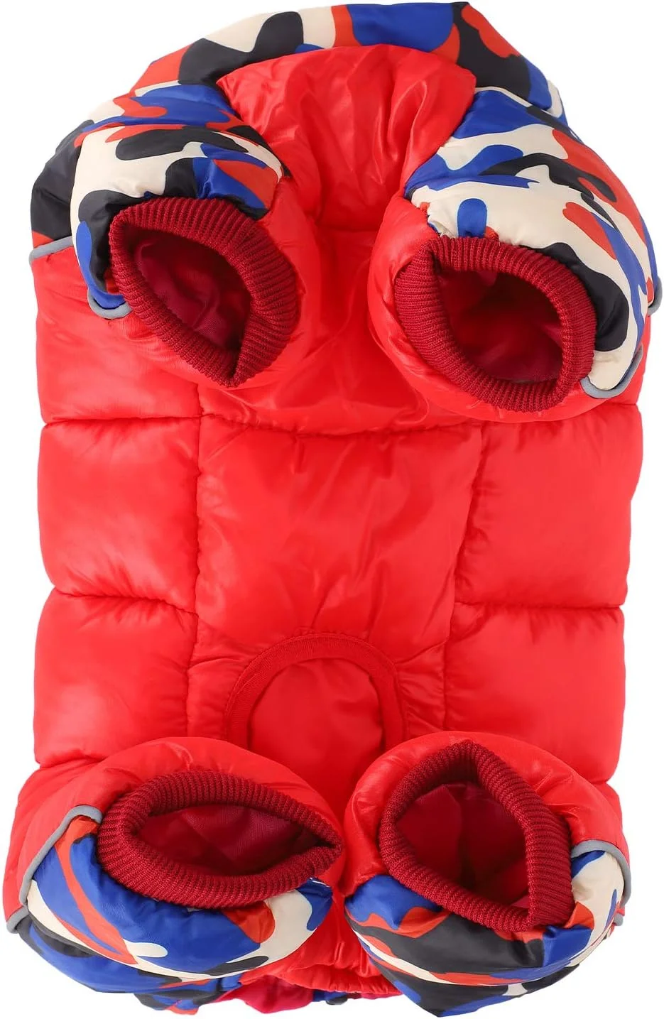 کت زمستانی سگ، ژاکت ضد باد سگ، لباس گرم نگهدارنده سگ، کت زمستانی سگ با طرح استتار قرمز و زیپ پشتی چهار پا (سایز 10#) کت زمستانی سگ، ژاکت ضد باد سگ، لباس گرم نگهدارنده سگ، کت زمستانی سگ با طرح استتار قرمز و زیپ پشتی چهار پا (سایز 10#)