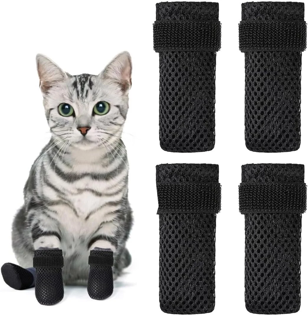 ست ۴ عددی محافظ پنجه سگ و گربه توری قابل تنفس قابل تنظیم، کفش و چکمه، ناخن گیر ایمن بادوام قابل شستشو و استفاده مجدد ست ۴ عددی محافظ پنجه سگ و گربه توری قابل تنفس قابل تنظیم، کفش و چکمه، ناخن گیر ایمن بادوام قابل شستشو و استفاده مجدد
