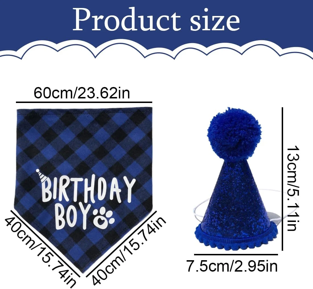 ست سه تکه کلاه و دستمال گردن تولد سگ، کلاه و دستمال گردن تولد سگ با 8 عدد نگین دار، هدیه تولد سگ، تزئین تولد سگ (آبی) ست سه تکه کلاه و دستمال گردن تولد سگ، کلاه و دستمال گردن تولد سگ با 8 عدد نگین دار، هدیه تولد سگ، تزئین تولد سگ (آبی)