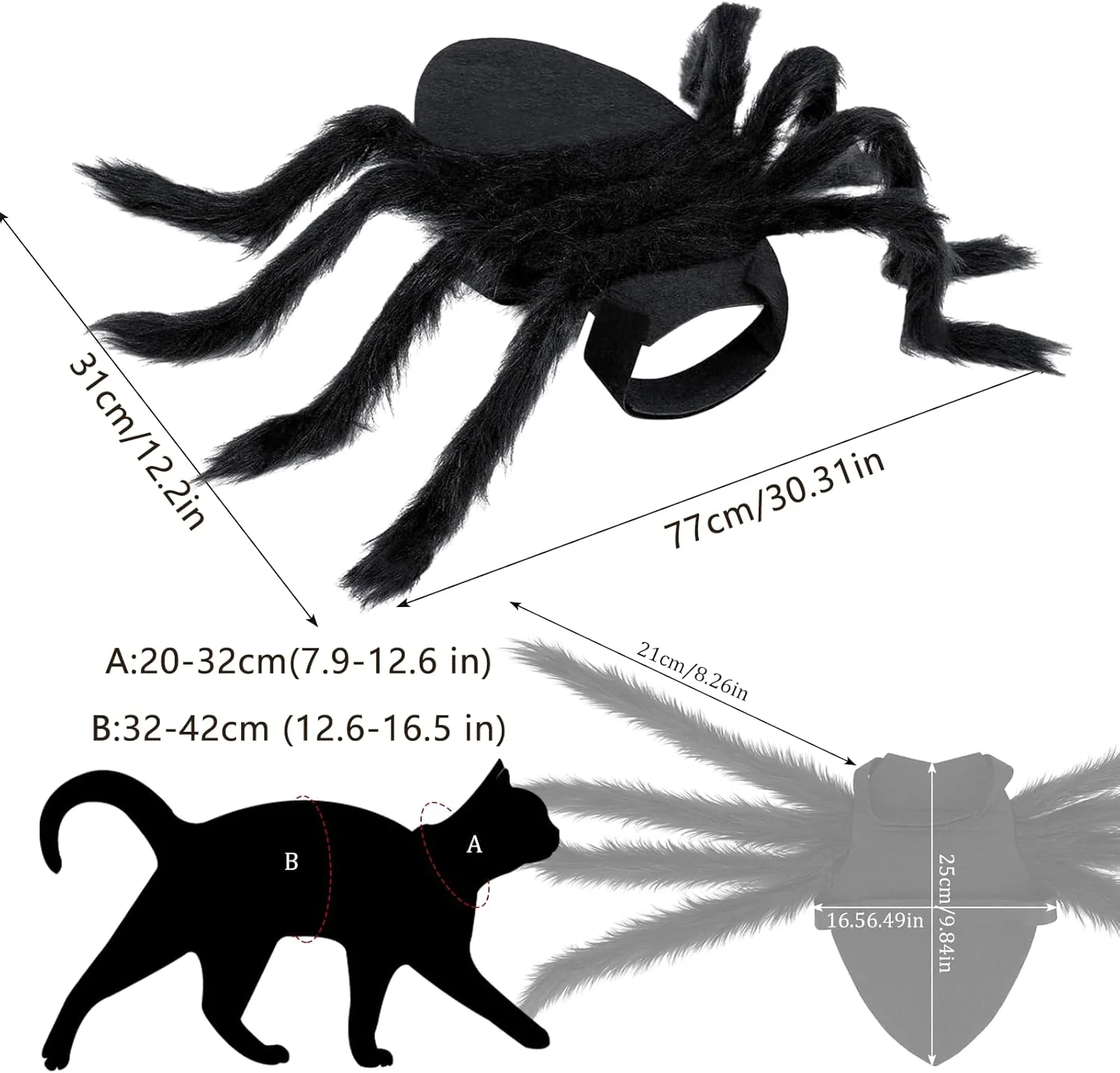 لباس عنکبوتی پولیشی قابل تنظیم سگ و گربه، مناسب هالووین، لوازم مهمانی هالووین، لباس عنکبوتی حیوانات خانگی برای گربه و سگ کوچک، مشکی لباس عنکبوتی پولیشی قابل تنظیم سگ و گربه، مناسب هالووین، لوازم مهمانی هالووین، لباس عنکبوتی حیوانات خانگی برای گربه و سگ کوچک، مشکی
