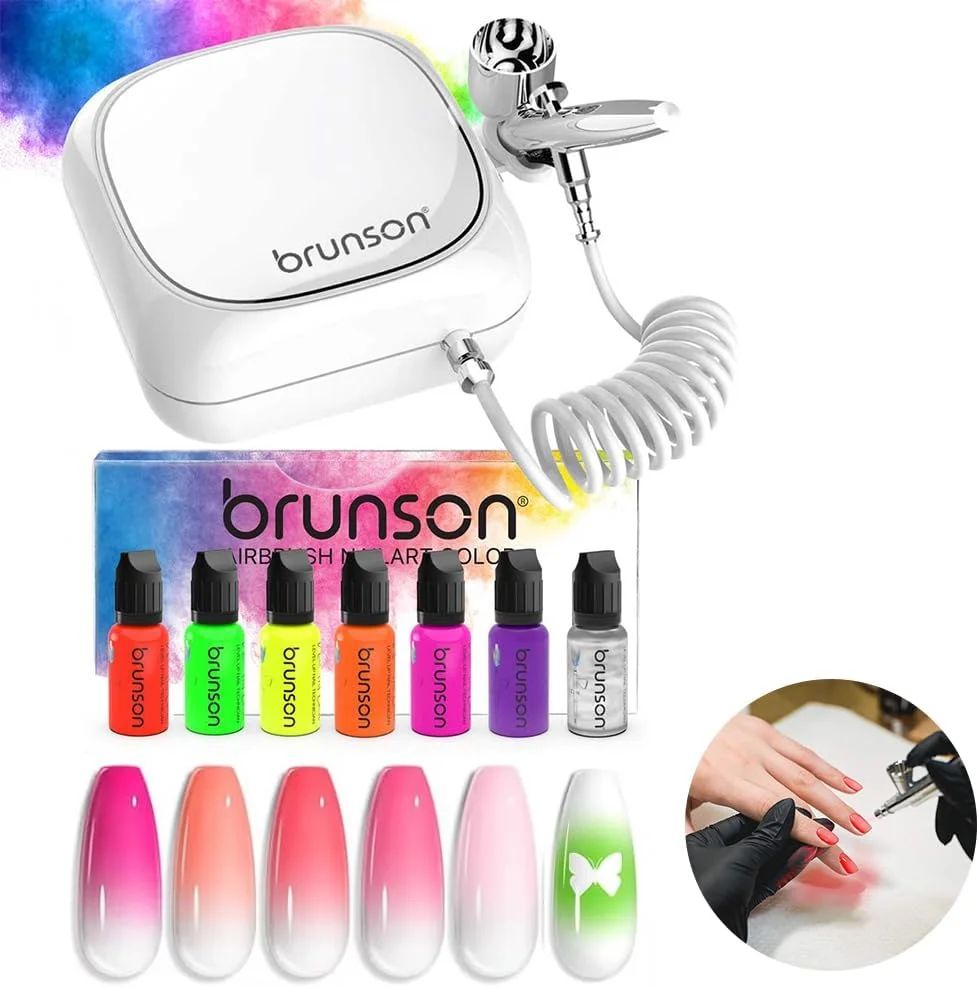 کیت ایربراش با کمپرسور به همراه ۷ رنگ طراحی ناخن، ست ایربراش شارژی و بدون سیم با فشار بالا و بدون گرفتگی به همراه ۷ رنگدانه برای طراحی ناخن، آرایش، نقاشی، تزیین کیک کیت ایربراش با کمپرسور به همراه ۷ رنگ طراحی ناخن، ست ایربراش شارژی و بدون سیم با فشار بالا و بدون گرفتگی به همراه ۷ رنگدانه برای طراحی ناخن، آرایش، نقاشی، تزیین کیک