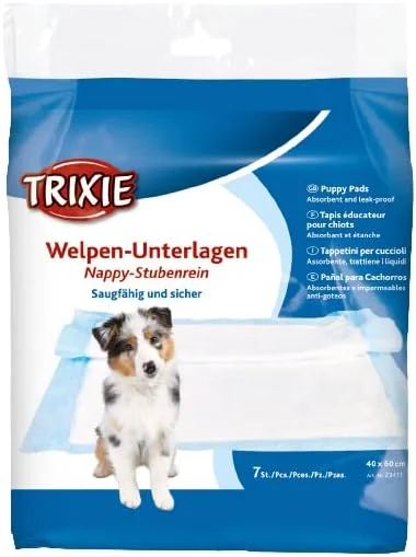پد بهداشتی سگ Trixie | ساخته شده از مواد سلولزی طبیعی و الیاف بلند | پد بسیار جاذب، قابل استفاده در سبد یا تخت سگ در صورت بی اختیاری - بسته 7 عددی 40x60 سانتی متر