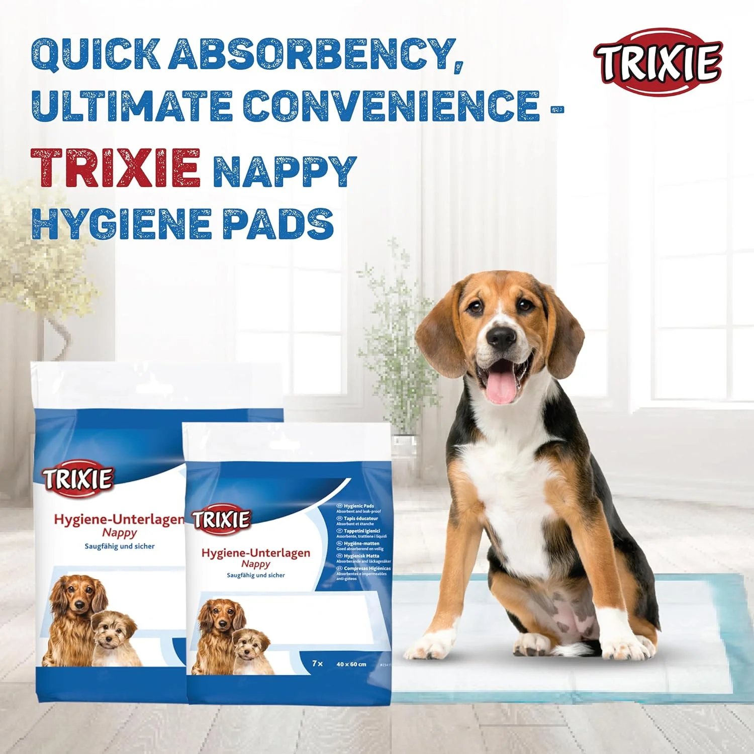 پد بهداشتی سگ Trixie | ساخته شده از مواد سلولزی طبیعی و الیاف بلند | پد بسیار جاذب، قابل استفاده در سبد یا تخت سگ در صورت بی اختیاری - بسته 7 عددی 40x60 سانتی متر