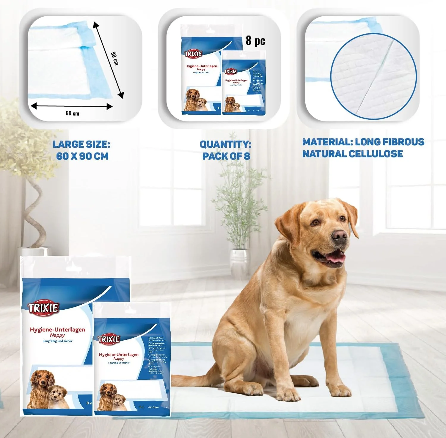 پد آموزشی سگ تریکسی، بسته 8 عددی، بزرگ، 60x90 سانتی متر، جدید پد آموزشی سگ تریکسی، بسته 8 عددی، بزرگ، 60x90 سانتی متر، جدید