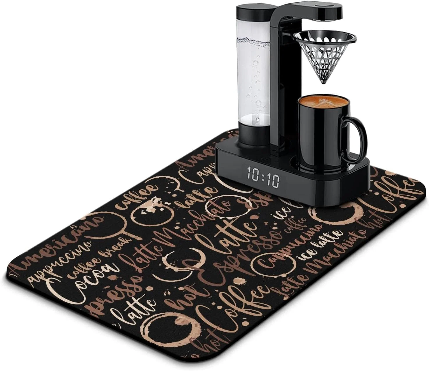 زیرانداز لوازم جانبی قهوه برای روی کابینت، جاذب و پنهان کننده لکه، با پشت لاستیکی، زیرانداز خشک کن ظروف برای پیشخوان آشپزخانه، پد زهکشی، هدیه تزئینی، مناسب برای زیر قهوه ساز، قهوه جوش، دستگاه اسپرسو (60x40 سانتی متر)