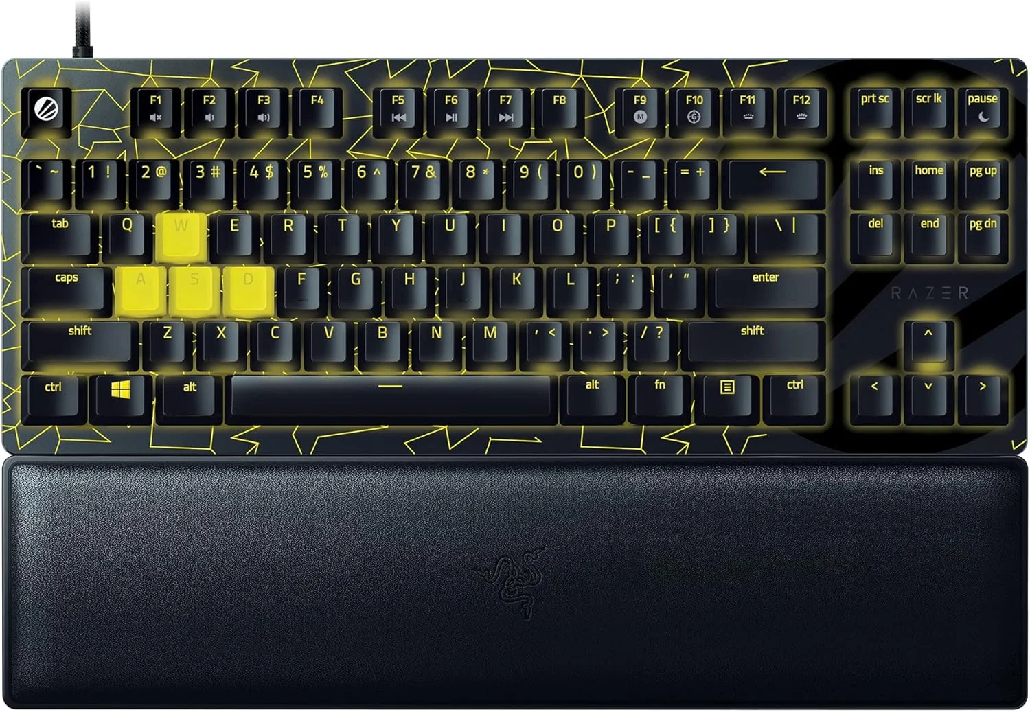 کیبورد گیمینگ بدون کلید Razer Huntsman V2 TKL: سوییچ‌های اپتیکال خطی سریع نسل 2 با صدا خفه کن و نرخ نظرسنجی 8000 هرتز - کابل جداشدنی Type-C - کلیدهای ABS با پوشش UV - تکیه گاه مچ دست - نسخه ESL