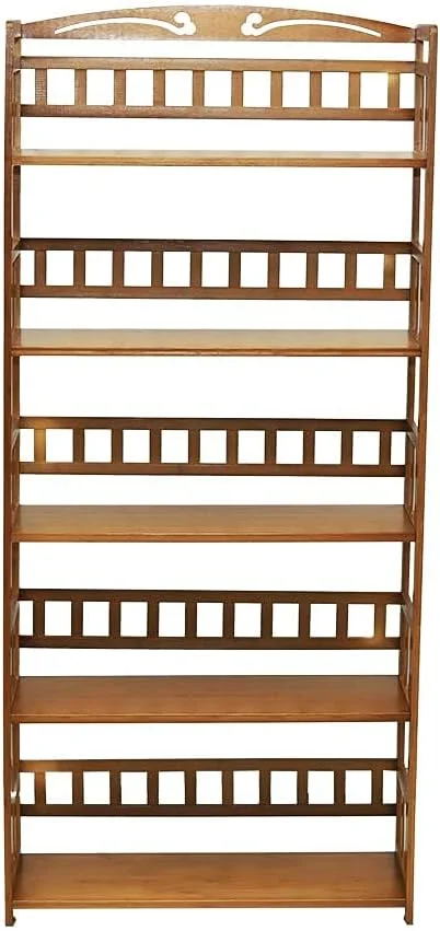 قفسه کتاب 5 طبقه YATAI، قفسه کتاب بامبو، سازمان دهنده چوبی چند منظوره، قفسه نمایشگر، قفسه ایستاده برای قفسه کفش، استند گل و گیاه و منزل