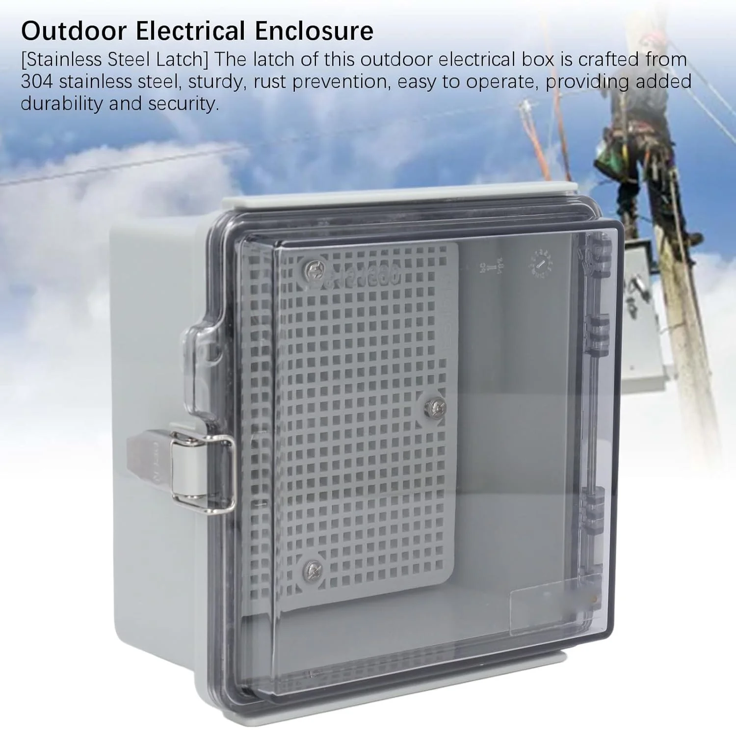 جعبه تقسیم ضدآب Jectse، محفظه پلاستیکی ABS IP67 با قفل استیل ضد زنگ، نصب آسان با صفحه نصب توری، برای پروژه های خانگی