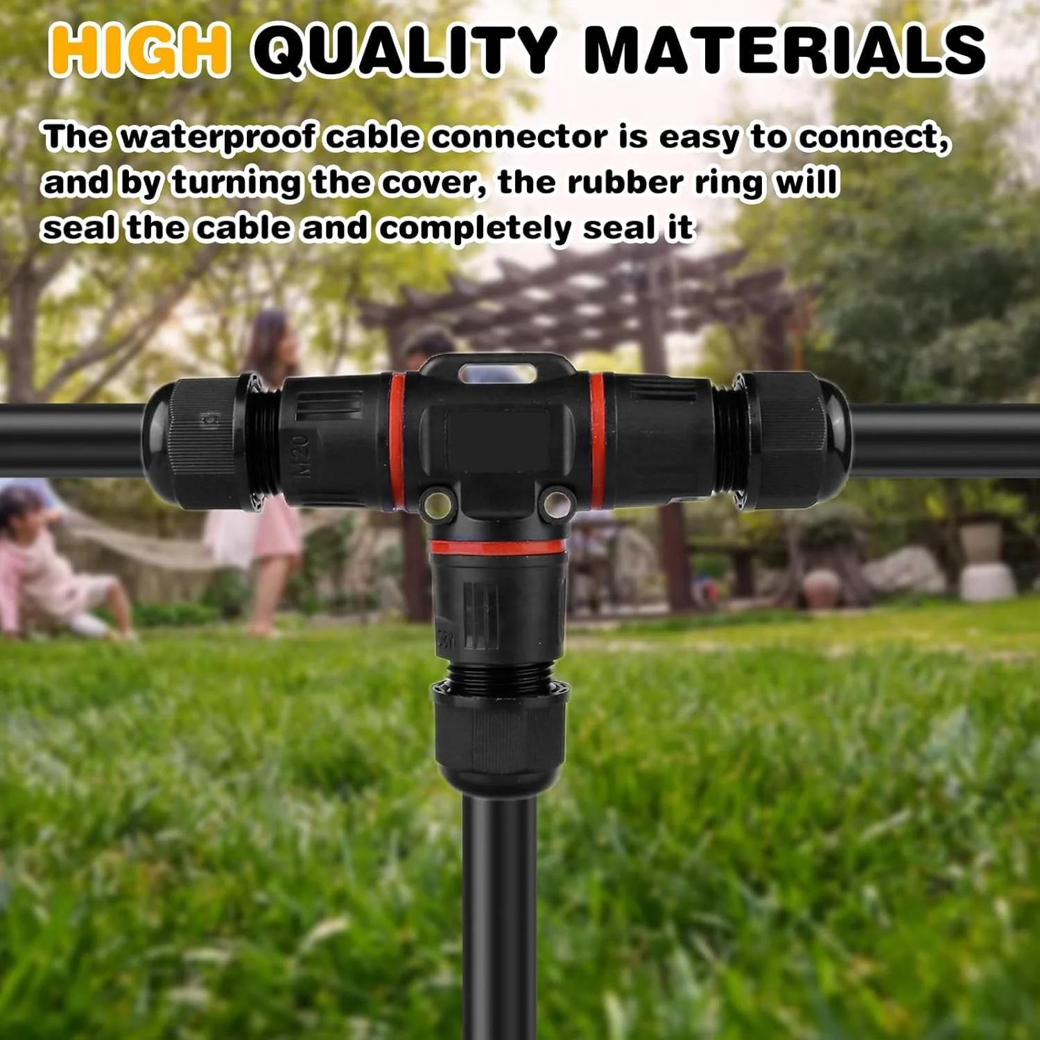 جعبه اتصال ضد آب بیرونی، اتصال دهنده کابل برق 3 راهی 3 پین نوع T، محافظ کابل برق توسعه دهنده برای کابل با قطر 8-12 میلی متر، تعمیر و توسعه کابل های برق (2 عدد)