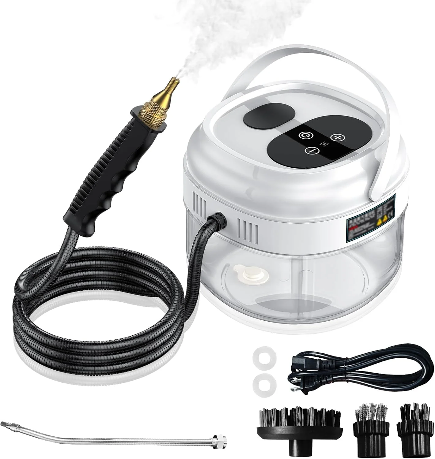 بخارشوی قابل حمل، بخار شوی دمای بالا، با صفحه لمسی هوشمند، برای از بین بردن لکه، برای تشک، جزئیات خودرو، مبل، مبلمان، آشپزخانه، حمام، اثاثه یا لوازم داخلی، دوغاب و کاشی (سفید)