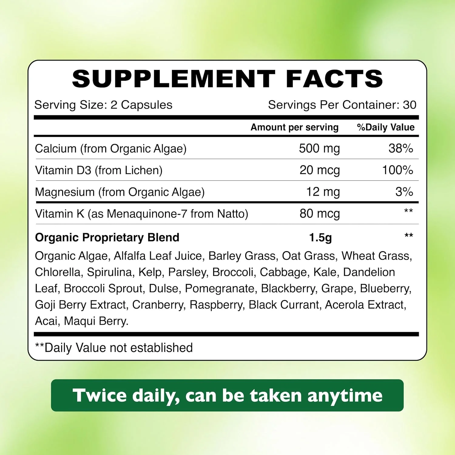 کلسیم گیاهی ارگانیک Earth | تقویت سلامت استخوان و مفاصل | پشتیبانی از سلامت قلب، عملکرد عصب و عضله | وگان، بدون گلوتن، تغذیه پاک | 60 کپسول