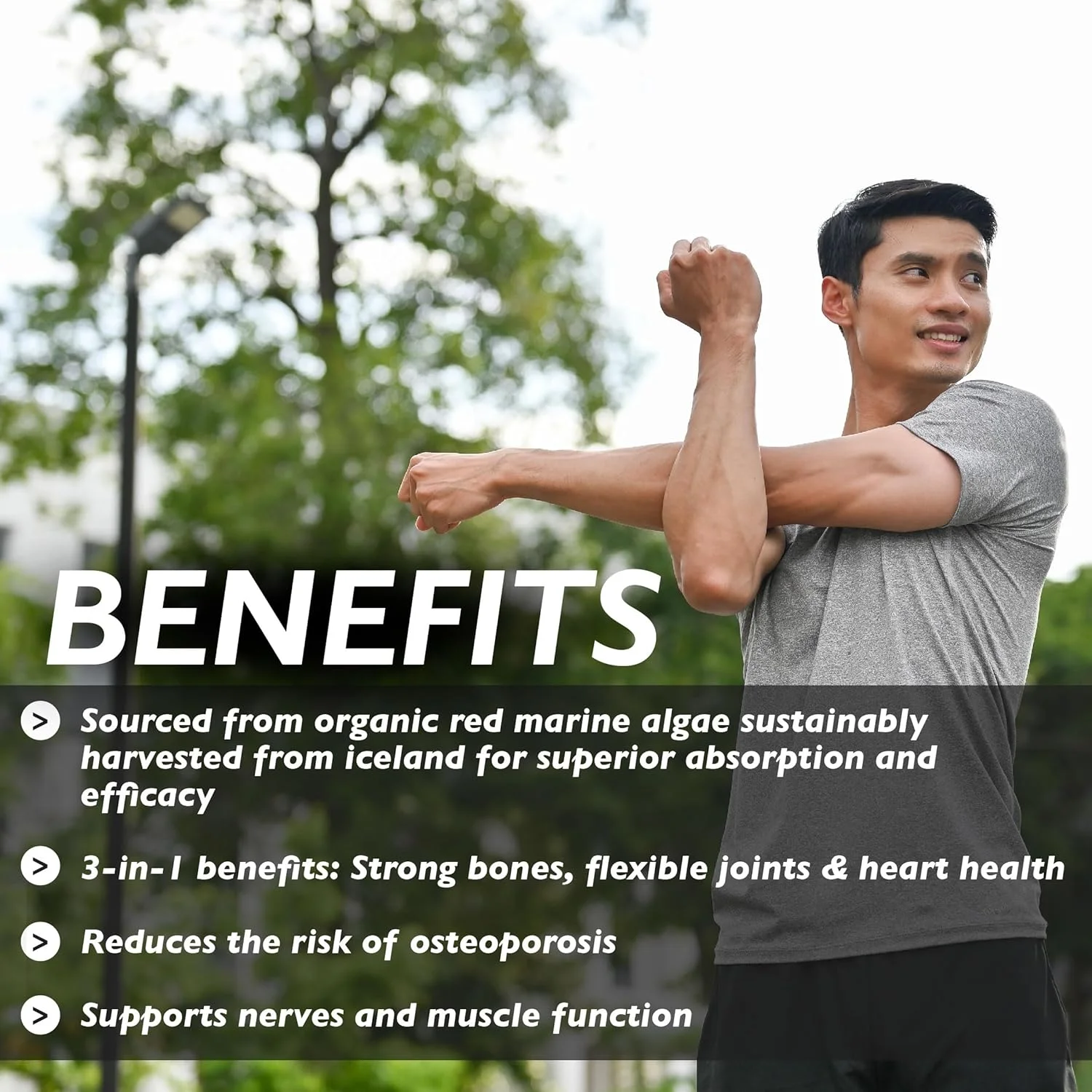 کلسیم گیاهی ارگانیک Earth | تقویت سلامت استخوان و مفاصل | پشتیبانی از سلامت قلب، عملکرد عصب و عضله | وگان، بدون گلوتن، تغذیه پاک | 60 کپسول