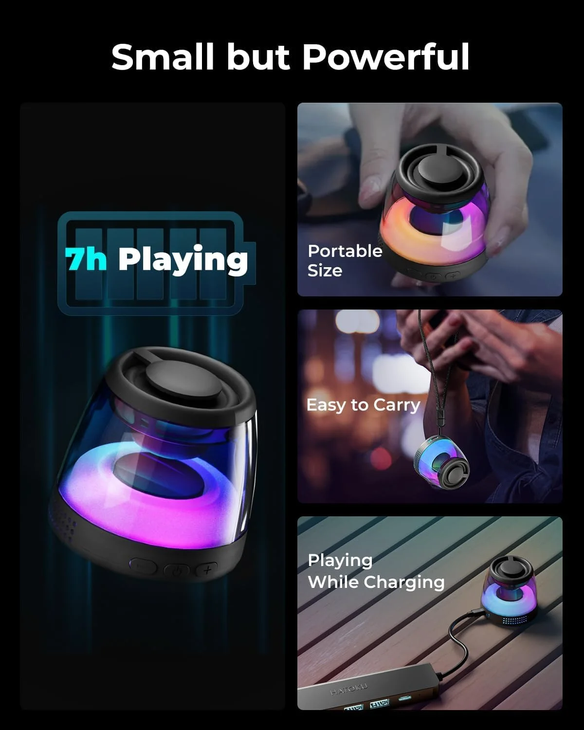 اسپیکر بلوتوث مغناطیسی، اسپیکر بلوتوث قابل حمل با نور RGB، اسپیکر بی سیم ضد آب، پایه تلفن برای سری آیفون 16/15/14/13/12، اسپیکر کوچک برای حمام، فضای باز، هدیه تولد