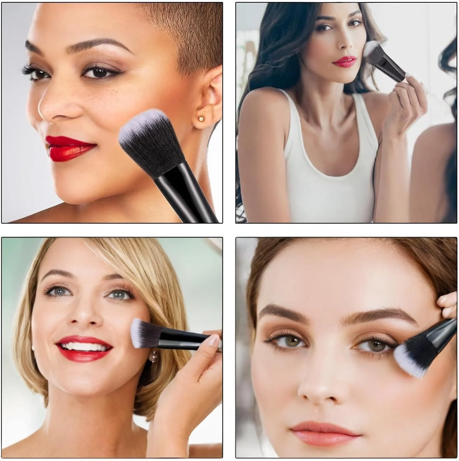 ست برس آرایشی 10 تکه مسافرتی با کیف برس - برس های کوچک برای زیبایی در بیرون - کیت کامل لوازم آرایشی برای روتوش آسان - قابل حمل و راحت (مشکی)