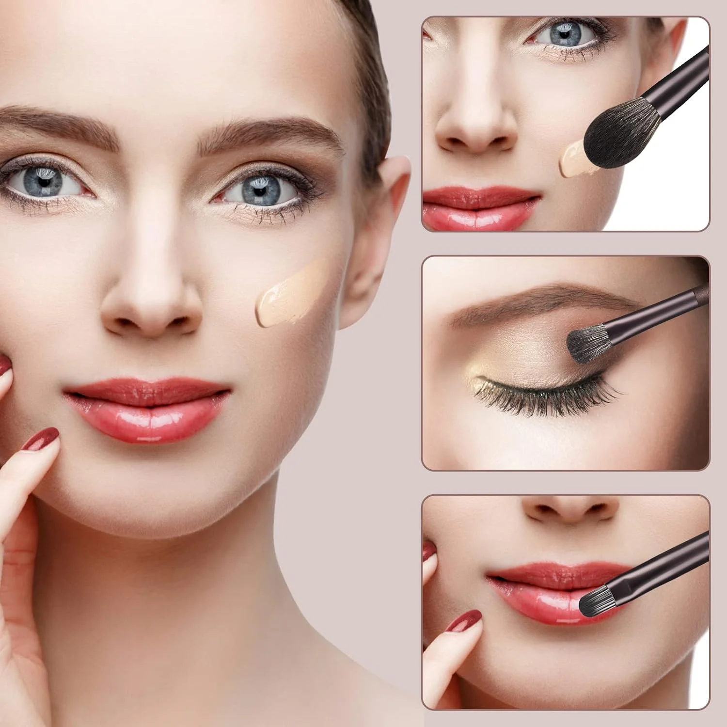 ست برس آرایشی DUAIU، ۱۲ تکه، موهای مصنوعی درجه یک، برس های آرایشی برای کرم پودر، کانسیلر و سایه چشم، ست برس آرایشی حرفه ای (قهوه ای) ست برس آرایشی DUAIU، ۱۲ تکه، موهای مصنوعی درجه یک، برس های آرایشی برای کرم پودر، کانسیلر و سایه چشم، ست برس آرایشی حرفه ای (قهوه ای)