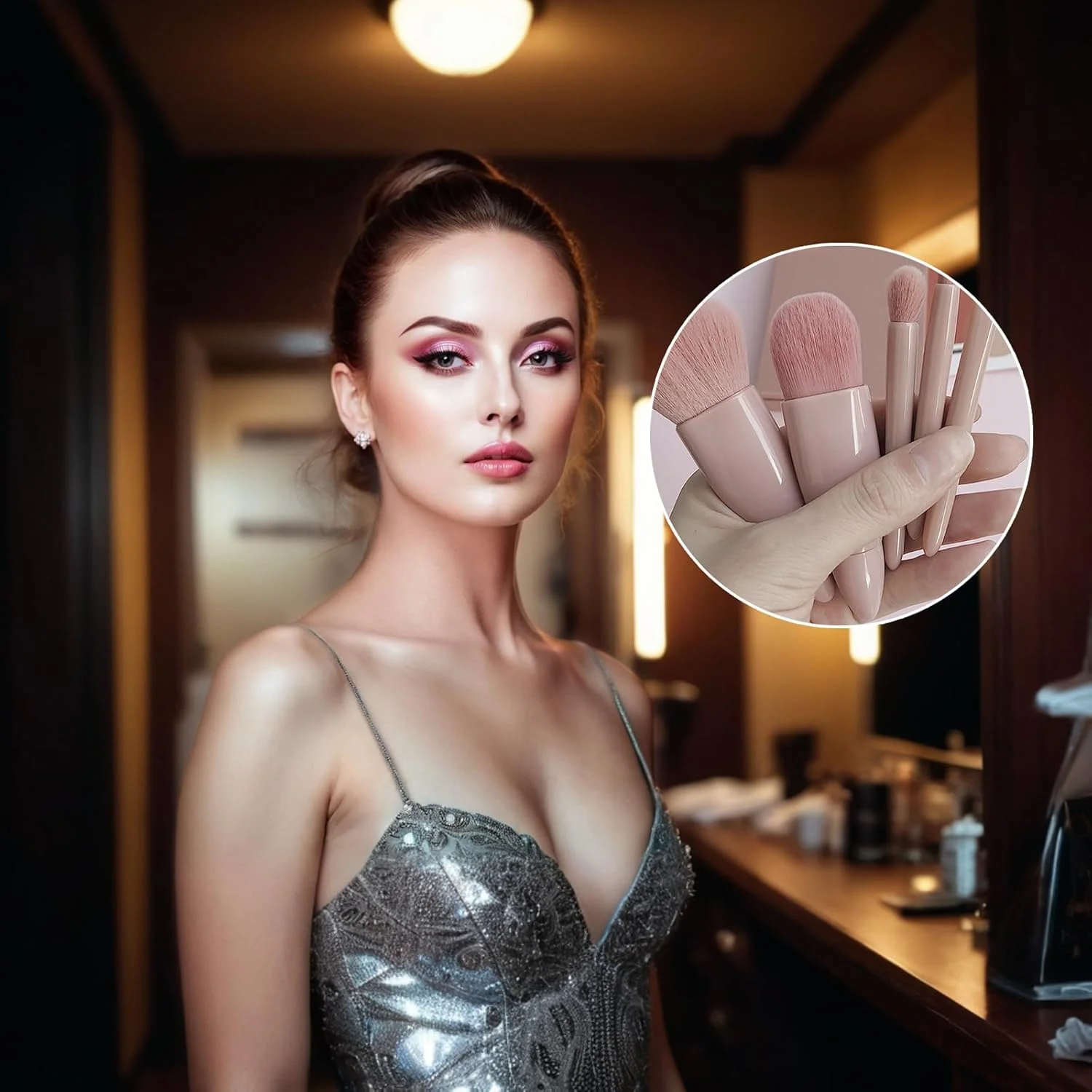 ست برس آرایشی مسافرتی کوچک - 5 برس ضروری با آینه، کیت لوازم آرایشی قابل حمل برای زیبایی در هر زمان و هر مکان، عملکرد کامل در طراحی جمع و جور ست برس آرایشی مسافرتی کوچک - 5 برس ضروری با آینه، کیت لوازم آرایشی قابل حمل برای زیبایی در هر زمان و هر مکان، عملکرد کامل در طراحی جمع و جور