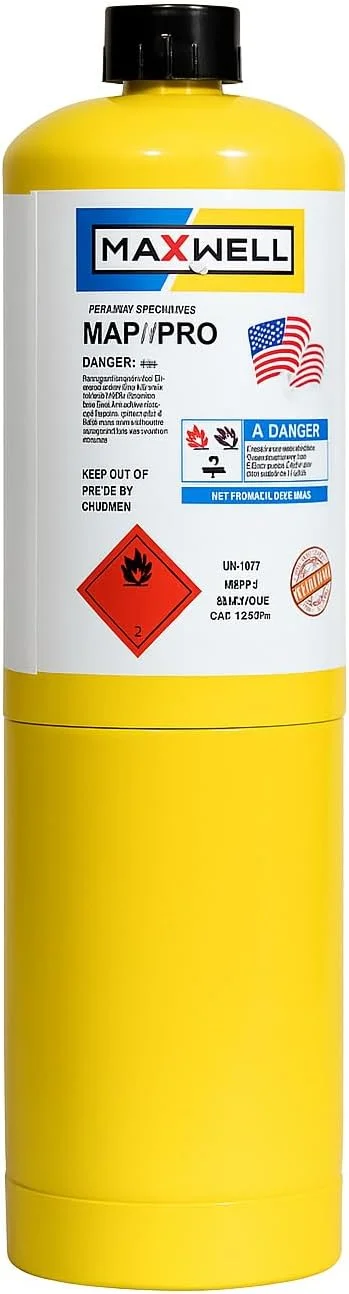 سیلندر گاز مَکسوِل MAP Pro پریمیوم، درجه حرفه ای، هشدار گاز قابل اشتعال، 400 گرم