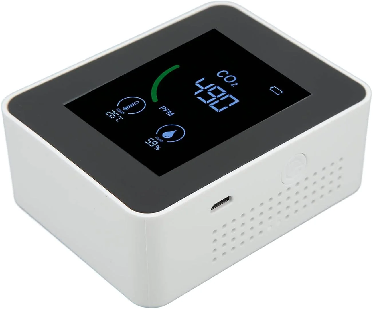 دستگاه اندازه گیری CO2، سنجش میزان غلظت دی اکسید کربن، تشخیص دما/رطوبت با دقت بالا، صفحه نمایش بزرگ 3 در 1، مناسب برای خانه/مدرسه/بیمارستان، پایدار (سفید) دستگاه اندازه گیری CO2، سنجش میزان غلظت دی اکسید کربن، تشخیص دما/رطوبت با دقت بالا، صفحه نمایش بزرگ 3 در 1، مناسب برای خانه/مدرسه/بیمارستان، پایدار (سفید)