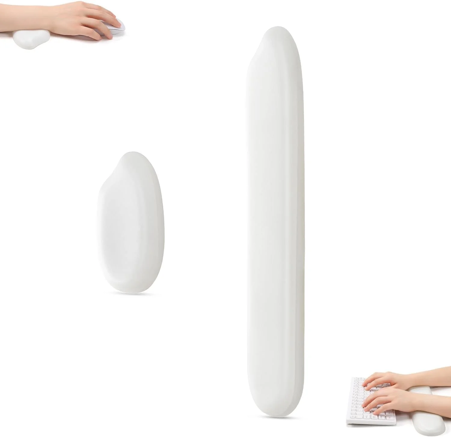 ست مچ بند KASTWAVE، پد مچی ارگونومیک سیلیکونی ژله ای برای کیبورد و ماوس، چرم، رنگ ثابت، سبک گیمینگ، تسکین درد و تایپ آسان