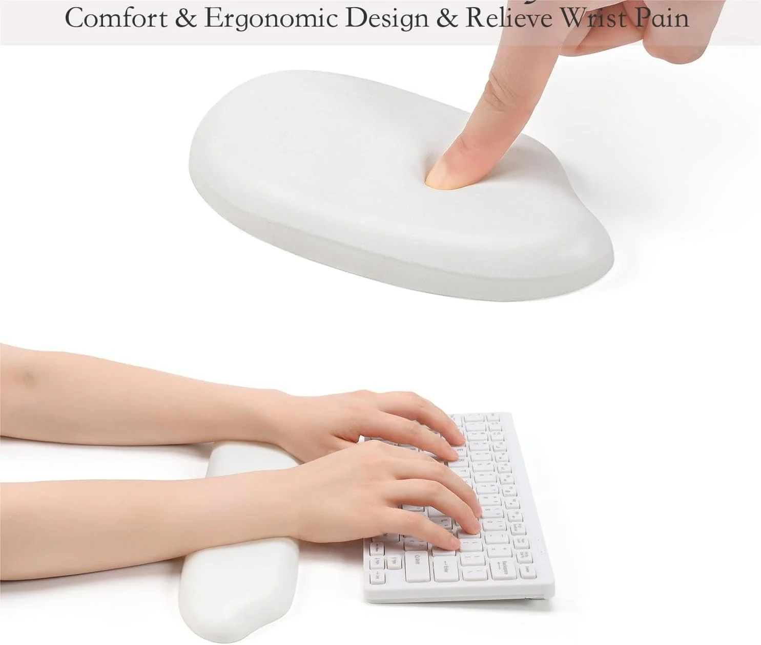 ست مچ بند KASTWAVE، پد مچی ارگونومیک سیلیکونی ژله ای برای کیبورد و ماوس، چرم، رنگ ثابت، سبک گیمینگ، تسکین درد و تایپ آسان