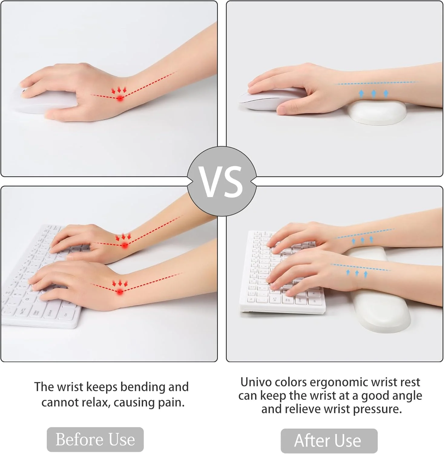 ست مچ بند KASTWAVE، پد مچی ارگونومیک سیلیکونی ژله ای برای کیبورد و ماوس، چرم، رنگ ثابت، سبک گیمینگ، تسکین درد و تایپ آسان