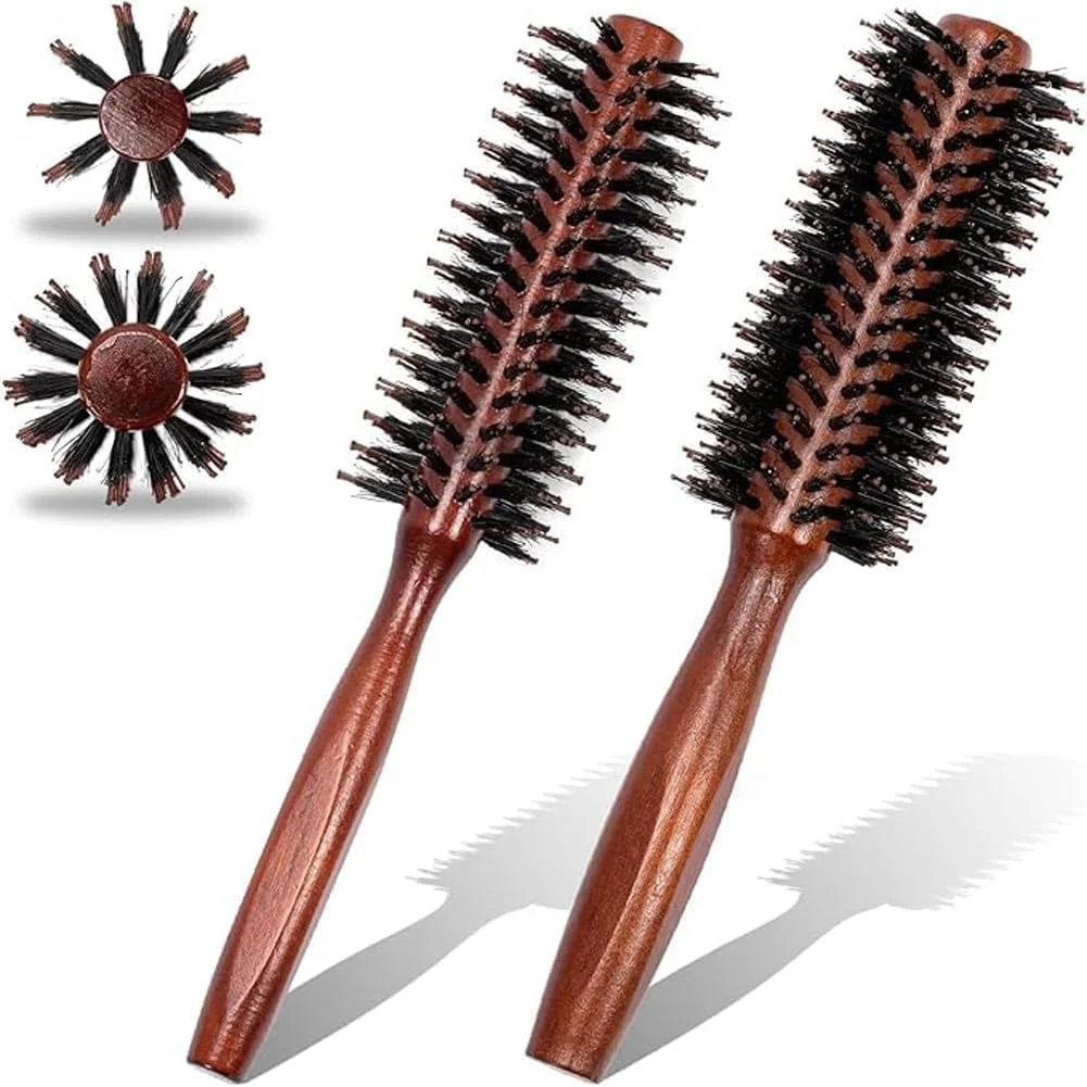 دو عدد برس گرد مو با دسته چوبی برای حالت دادن دو عدد برس گرد مو با دسته چوبی برای حالت دادن