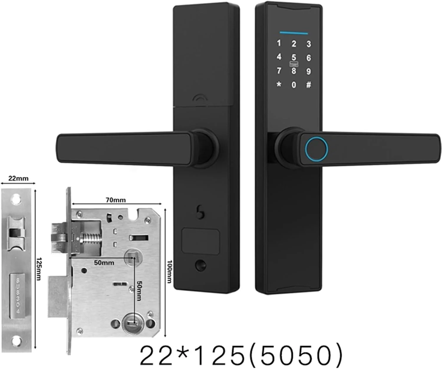 قفل درب هوشمند، قفل الکترونیکی دیجیتال هوشمند درب، قفل درب چوبی هوشمند اثر انگشتی بیومتریک (22x125 5050) قفل درب هوشمند، قفل الکترونیکی دیجیتال هوشمند درب، قفل درب چوبی هوشمند اثر انگشتی بیومتریک (22x125 5050)