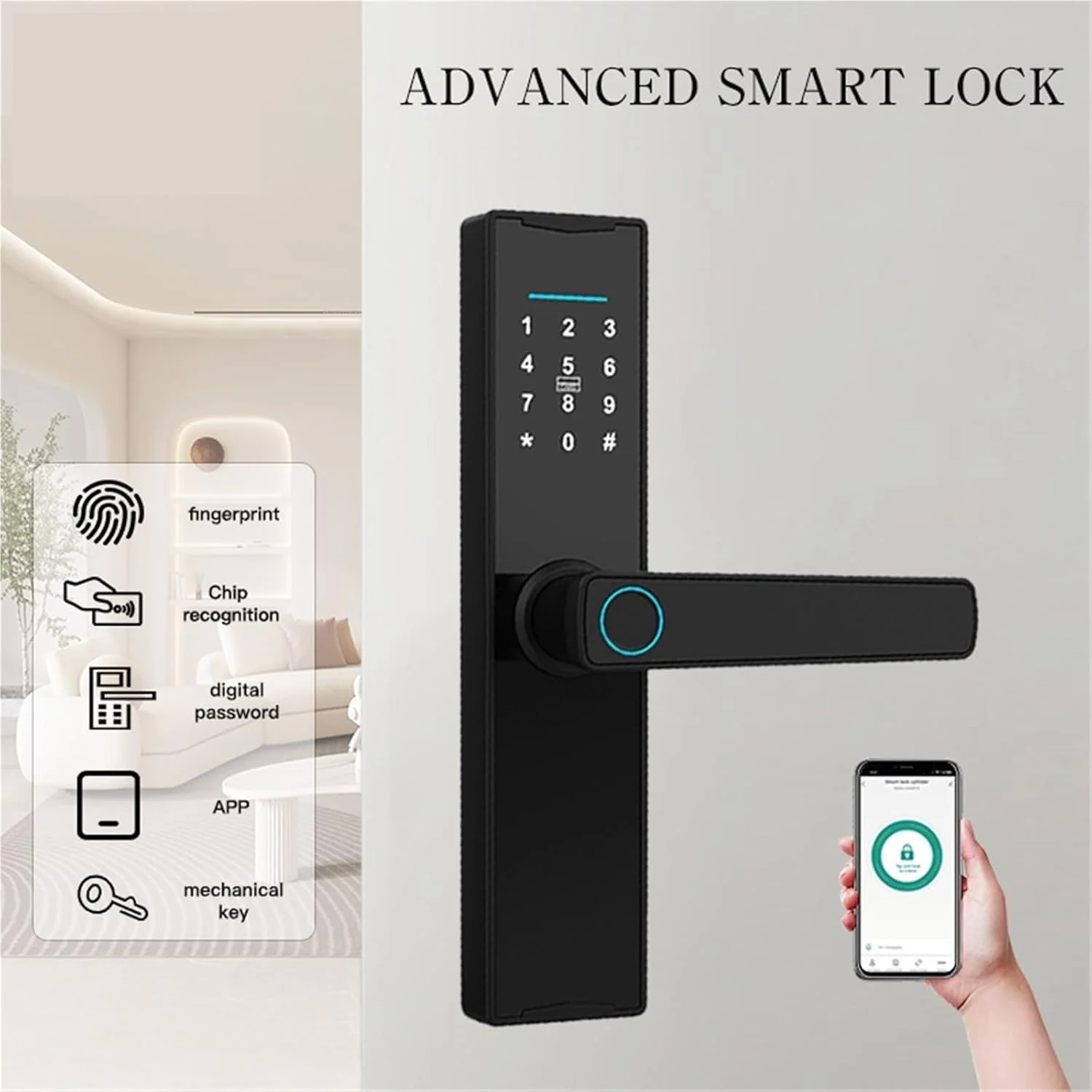 قفل درب هوشمند، قفل الکترونیکی دیجیتال هوشمند درب، قفل درب چوبی هوشمند اثر انگشتی بیومتریک (22x125 5050) قفل درب هوشمند، قفل الکترونیکی دیجیتال هوشمند درب، قفل درب چوبی هوشمند اثر انگشتی بیومتریک (22x125 5050)