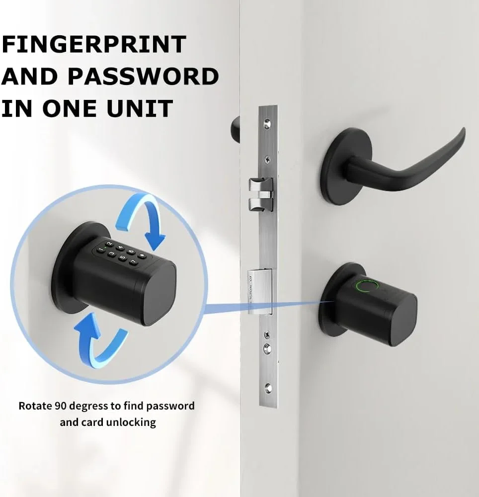 قفل درب هوشمند امارات | قفل دیجیتال اثر انگشتی بلوتوثی تویا با ورود بدون کلید، پین، RFID، برنامه موبایل و دسترسی از راه دور | Wi-Fi از طریق دروازه | برای آپارتمان ها، ویلاها، دفاتر دبی (مشکی)