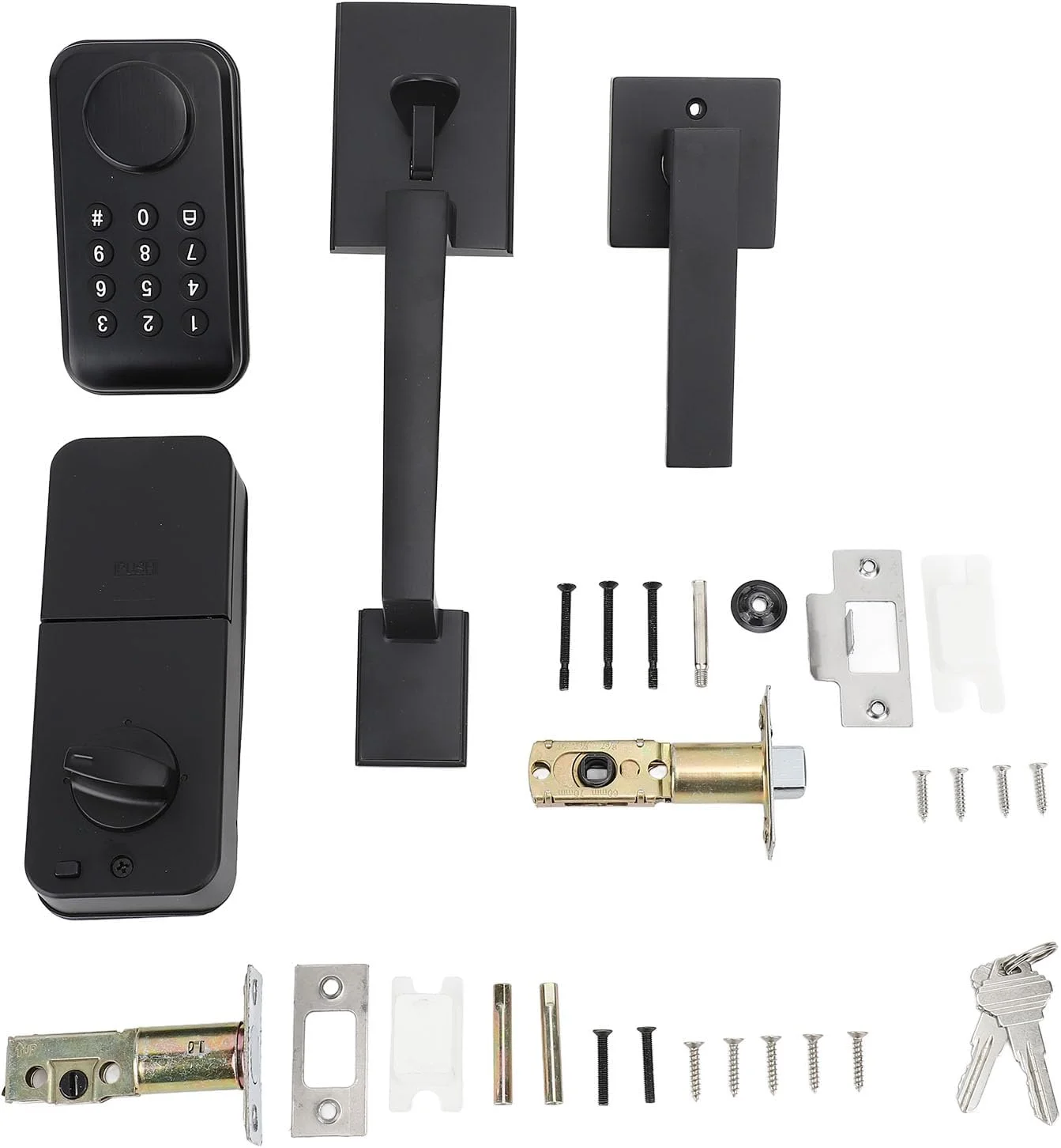 قفل ورودی بدون کلید، قفل هوشمند اثر انگشتی الکترونیکی، قفل درب صفحه کلید دیجیتال با دستگیره در، مشکی برای امنیت خانه قفل ورودی بدون کلید، قفل هوشمند اثر انگشتی الکترونیکی، قفل درب صفحه کلید دیجیتال با دستگیره در، مشکی برای امنیت خانه