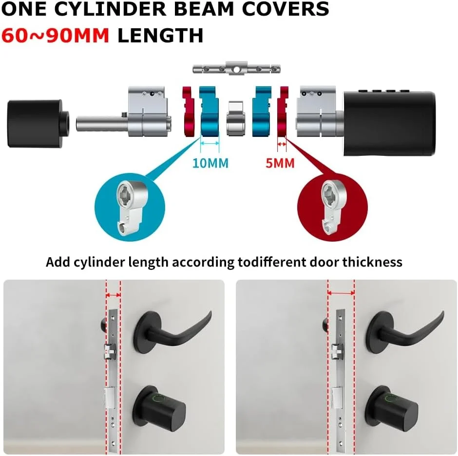 قفل درب هوشمند امارات | قفل دیجیتال اثر انگشتی بلوتوثی تویا با ورود بدون کلید، پین، RFID، برنامه موبایل و دسترسی از راه دور | Wi-Fi از طریق دروازه | برای آپارتمان ها، ویلاها، دفاتر دبی (مشکی)