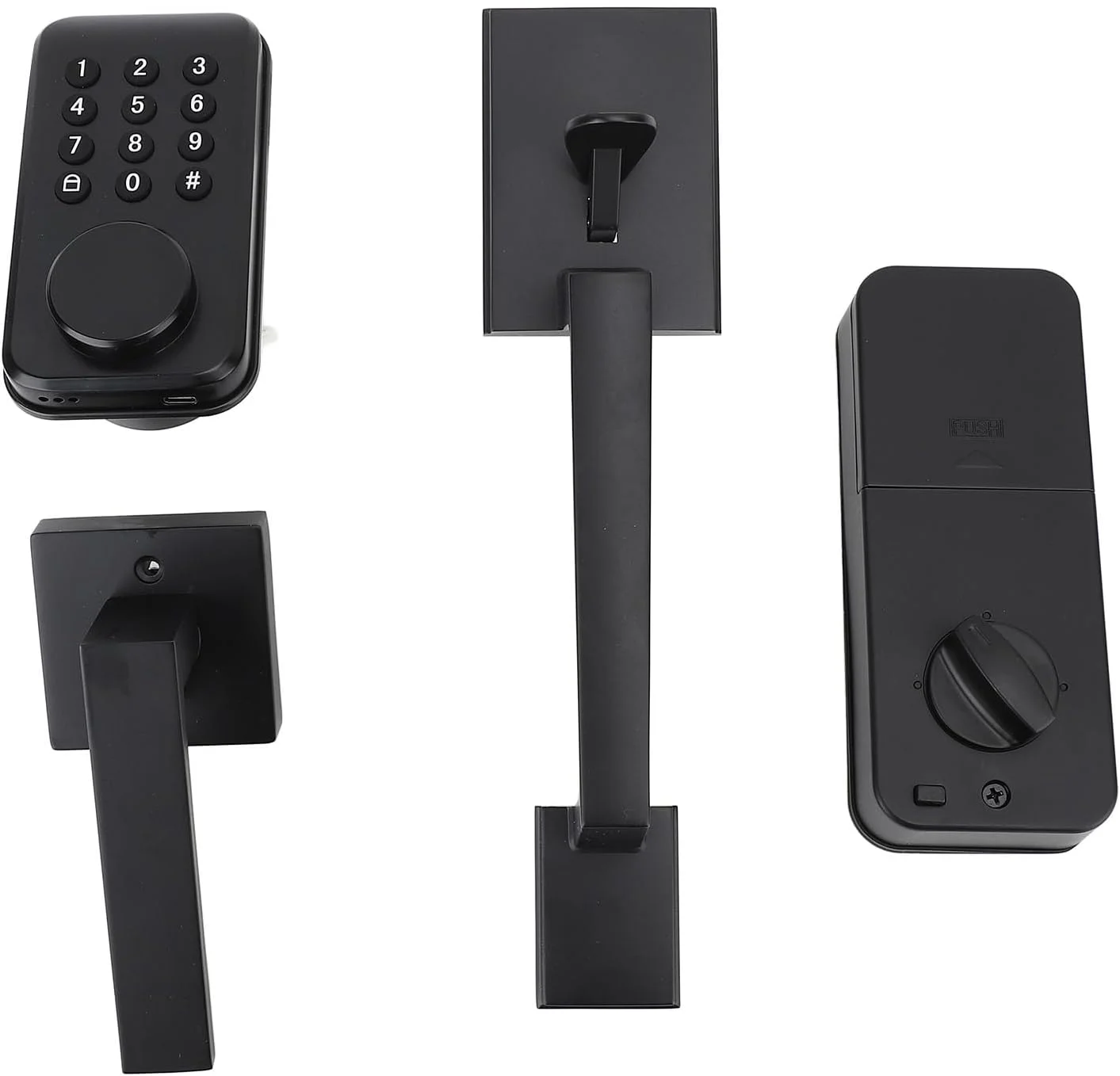 قفل ورودی بدون کلید، قفل هوشمند اثر انگشتی الکترونیکی، قفل درب صفحه کلید دیجیتال با دستگیره در، مشکی برای امنیت خانه قفل ورودی بدون کلید، قفل هوشمند اثر انگشتی الکترونیکی، قفل درب صفحه کلید دیجیتال با دستگیره در، مشکی برای امنیت خانه