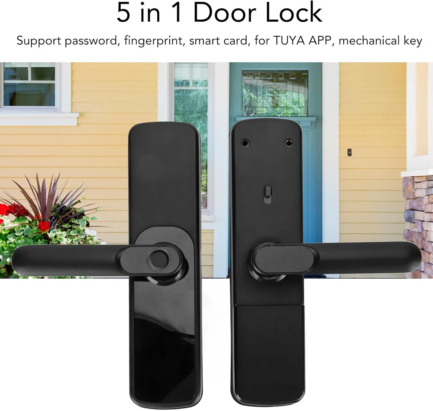 قفل هوشمند فوکیتی، پشتیبانی از برنامه، رمز عبور، اثر انگشت، کارت هوشمند، کلید مکانیکی، ورود بدون کلید 5 در 1، منبع تغذیه خارجی، قفل دیجیتال برای ضخامت درب 35 تا 55 میلی متر (مشکی) قفل هوشمند فوکیتی، پشتیبانی از برنامه، رمز عبور، اثر انگشت، کارت هوشمند، کلید مکانیکی، ورود بدون کلید 5 در 1، منبع تغذیه خارجی، قفل دیجیتال برای ضخامت درب 35 تا 55 میلی متر (مشکی)