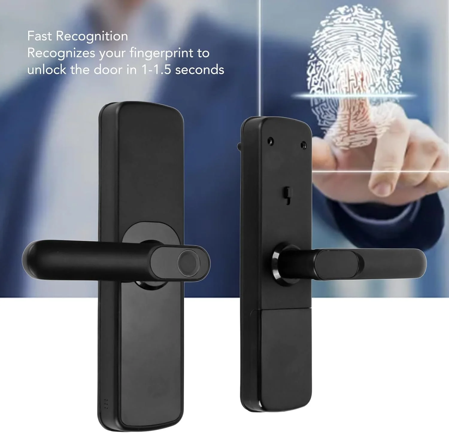 قفل هوشمند فوکیتی، پشتیبانی از برنامه، رمز عبور، اثر انگشت، کارت هوشمند، کلید مکانیکی، ورود بدون کلید 5 در 1، منبع تغذیه خارجی، قفل دیجیتال برای ضخامت درب 35 تا 55 میلی متر (مشکی) قفل هوشمند فوکیتی، پشتیبانی از برنامه، رمز عبور، اثر انگشت، کارت هوشمند، کلید مکانیکی، ورود بدون کلید 5 در 1، منبع تغذیه خارجی، قفل دیجیتال برای ضخامت درب 35 تا 55 میلی متر (مشکی)