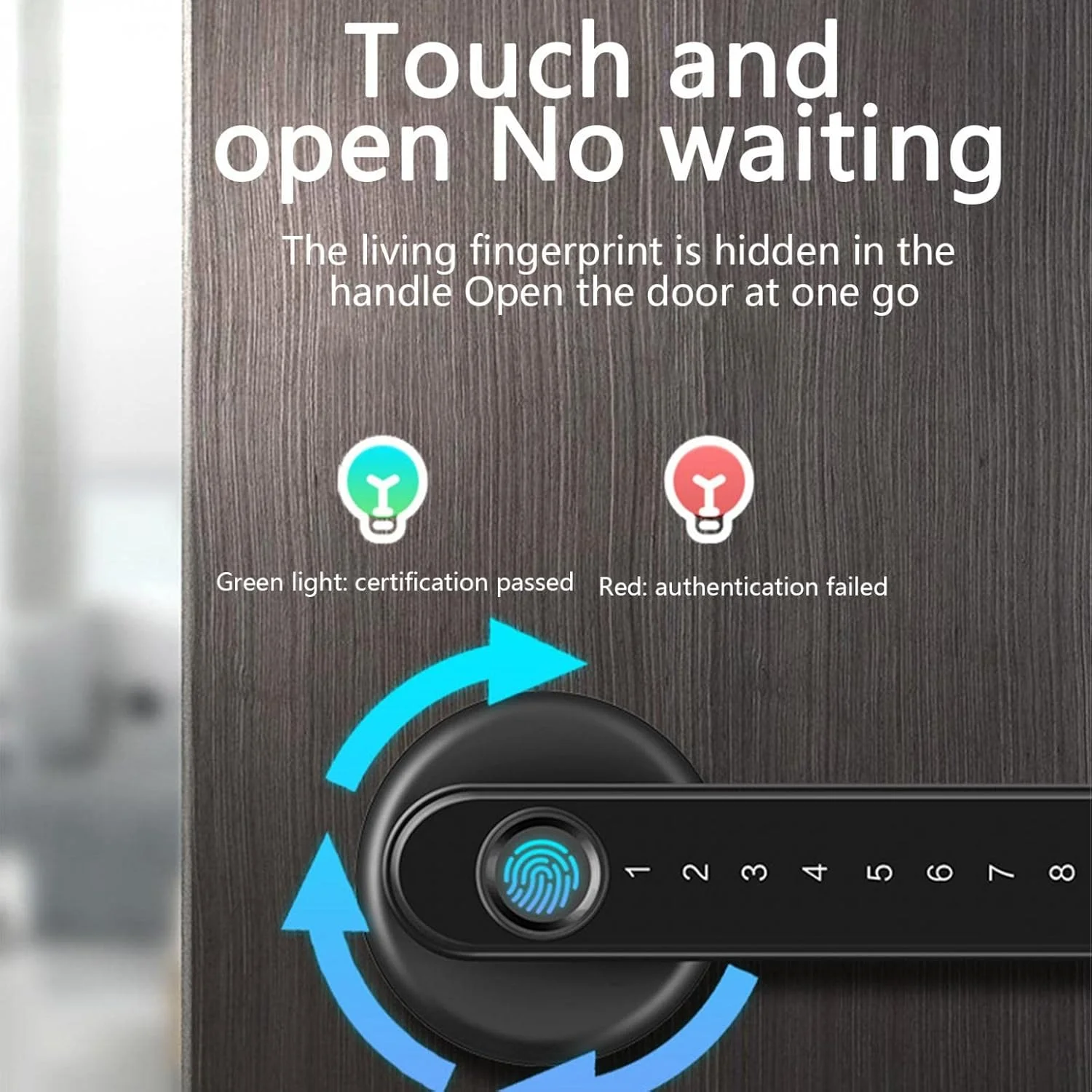 قفل درب هوشمند، قفل درب دیجیتال اثر انگشتی، اثر انگشت و صفحه لمسی بدون کلید، بلوتوث ایمن، نصب آسان، قفل درب دیجیتال عالی برای خانه، آپارتمان، هتل و دفتر