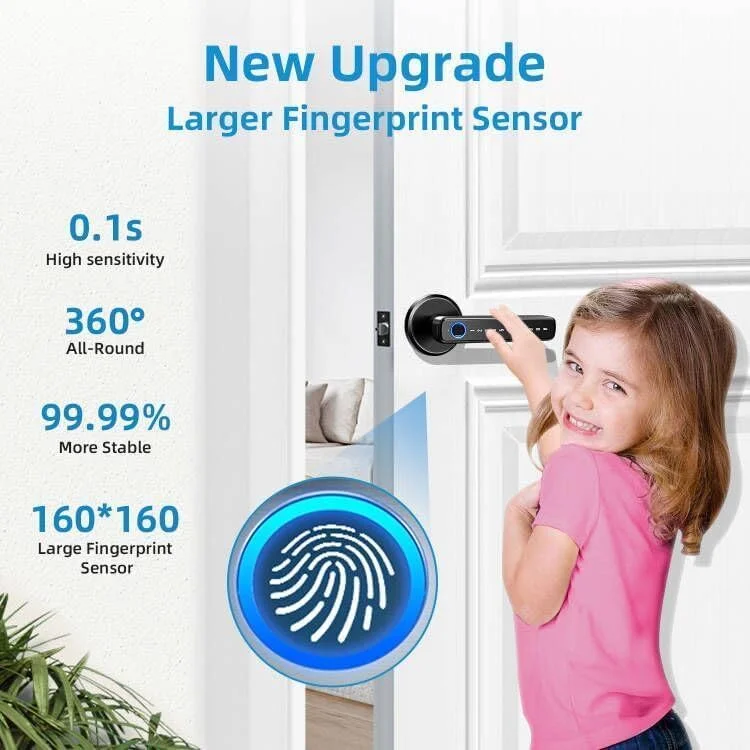 قفل هوشمند، دستگیره درب هوشمند، قفل اثر انگشت هوشمند با برنامه موبایل و کلید، دستگیره درب بلوتوثی با صفحه کلید، کار با الکسا نیاز به دروازه تویا اضافی برای درب های داخلی اتاق خواب هتل Airbnb (B)