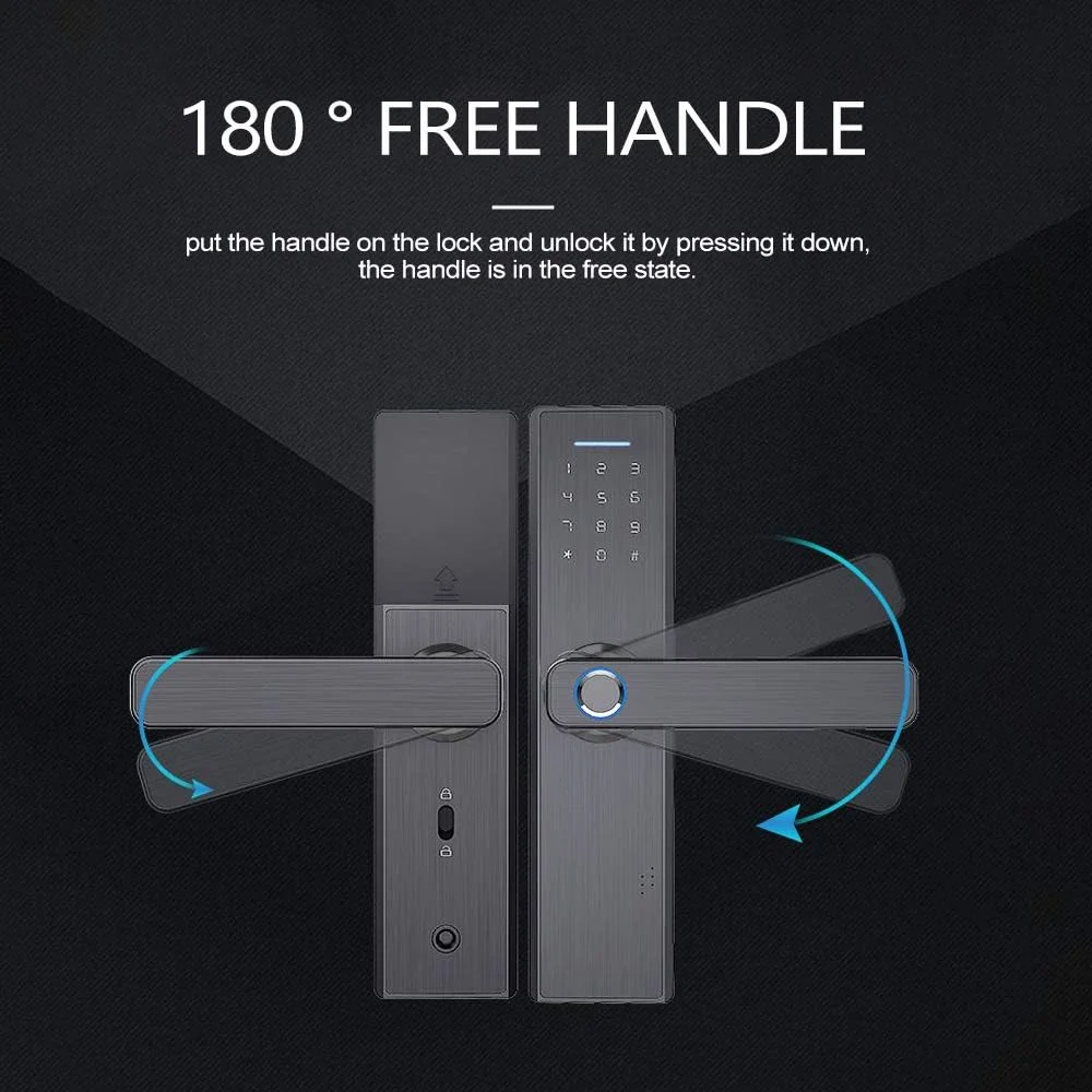 قفل درب الکترونیکی وای فای با برنامه تلفن همراه، قفل درب اثر انگشتی بیومتریک هوشمند، قفل درب دیجیتال بدون کلید برای خانه و هتل