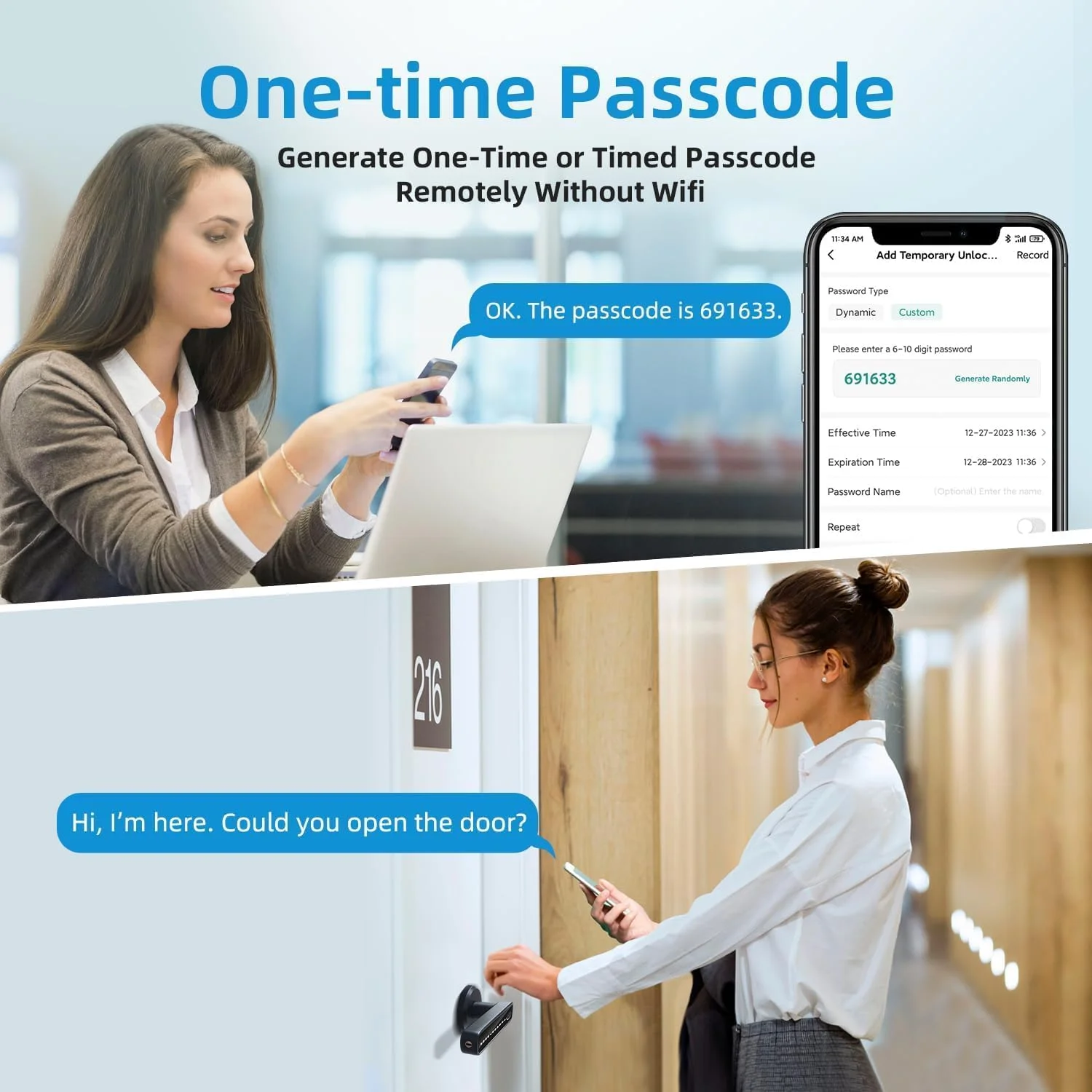 قفل هوشمند، دستگیره درب هوشمند، قفل اثر انگشت هوشمند با برنامه موبایل و کلید، دستگیره درب بلوتوثی با صفحه کلید، کار با الکسا نیاز به دروازه تویا اضافی برای درب های داخلی اتاق خواب هتل Airbnb (B)