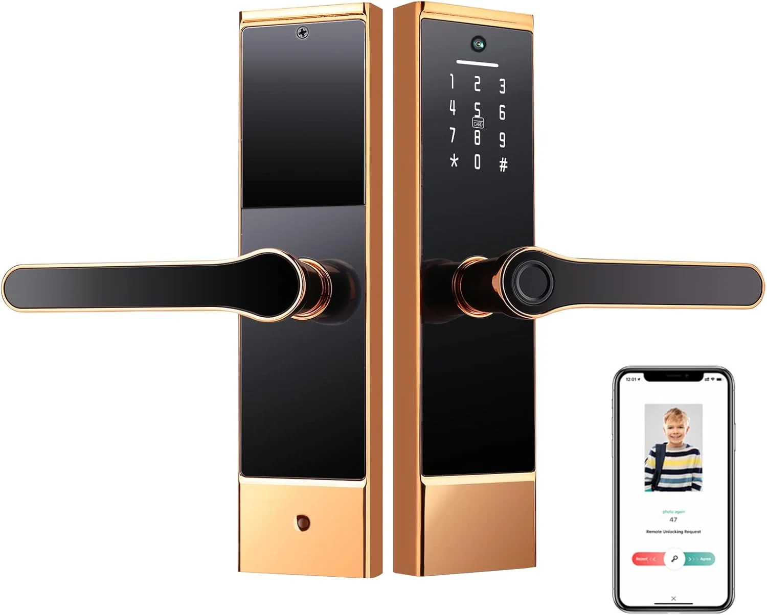 قفل هوشمند با چشمی گربه ای، قفل درب اثر انگشتی، قفل ورودی بدون کلید Wi-Fi با دستگیره برگشت پذیر، باز کردن قفل با برنامه، قفل درب امنیتی دیجیتال برای خانه، دفتر کار، و اجاره کوتاه مدت قفل هوشمند با چشمی گربه ای، قفل درب اثر انگشتی، قفل ورودی بدون کلید Wi-Fi با دستگیره برگشت پذیر، باز کردن قفل با برنامه، قفل درب امنیتی دیجیتال برای خانه، دفتر کار، و اجاره کوتاه مدت