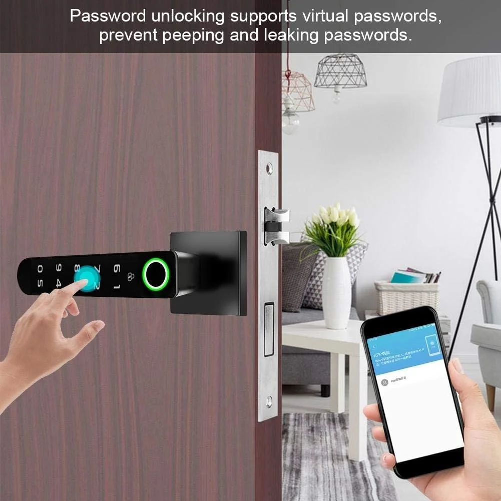 قفل درب اثر انگشتی، قفل درب الکترونیکی پشتیبانی از اثر انگشت، رمز عبور، قفل درب ایمنی ضد سرقت دیجیتال بیومتریک برای امنیت خانه