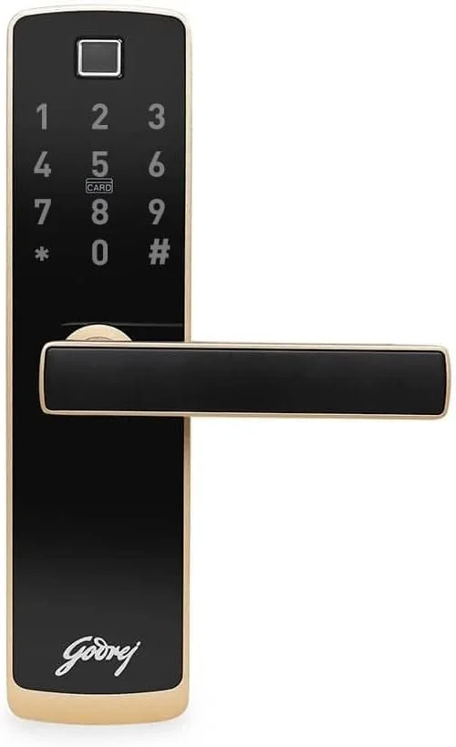 قفل دیجیتال درب گادریج مدل Catus Touch Plus با 4 روش دسترسی - اثر انگشت، RFID، کد و کلید مکانیکی، روکش طلایی شامپاین