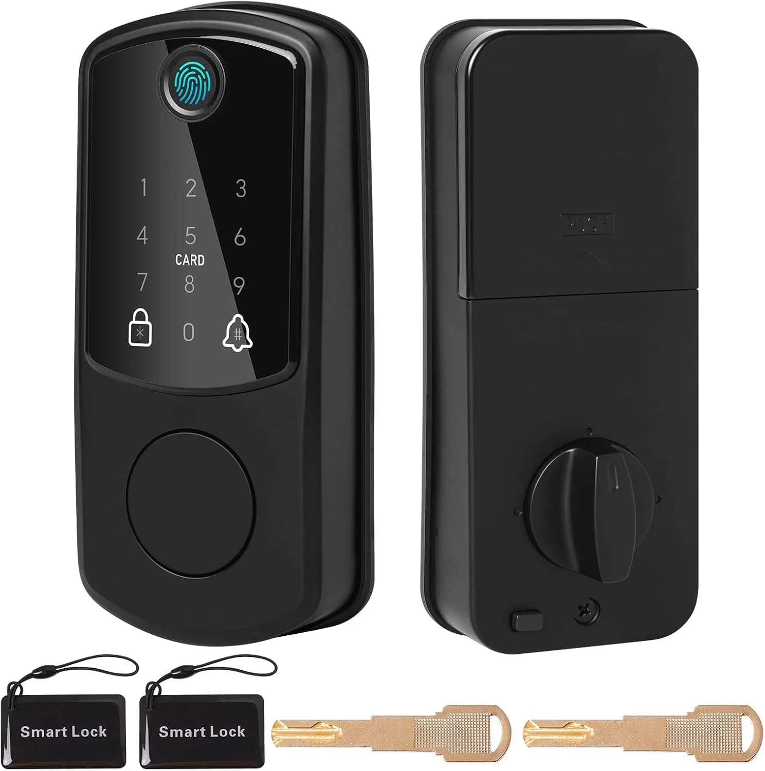 قفل درب، قفل اثر انگشت هوشمند بدون کلید با صفحه کلید دیجیتال، قفل های هوشمند برای درب ورودی، قفل درب هوشمند دیجیتال با کد، قفل الکترونیکی خودکار، مشکی