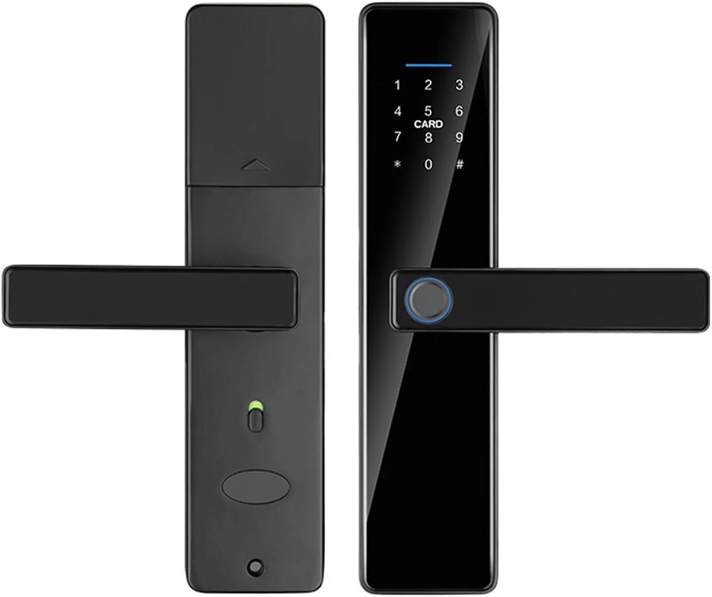 قفل اثر انگشتی درب GGEROU، دستگیره قفل بیومتریک درب با صفحه کلید لمسی - ۱۰۰ اثر انگشت/کارت IC/رمز عبور/کلید/کد برنامه، قفل درب ورودی بدون کلید برای اتاق خواب منزل هتل دفتر آپارتمان