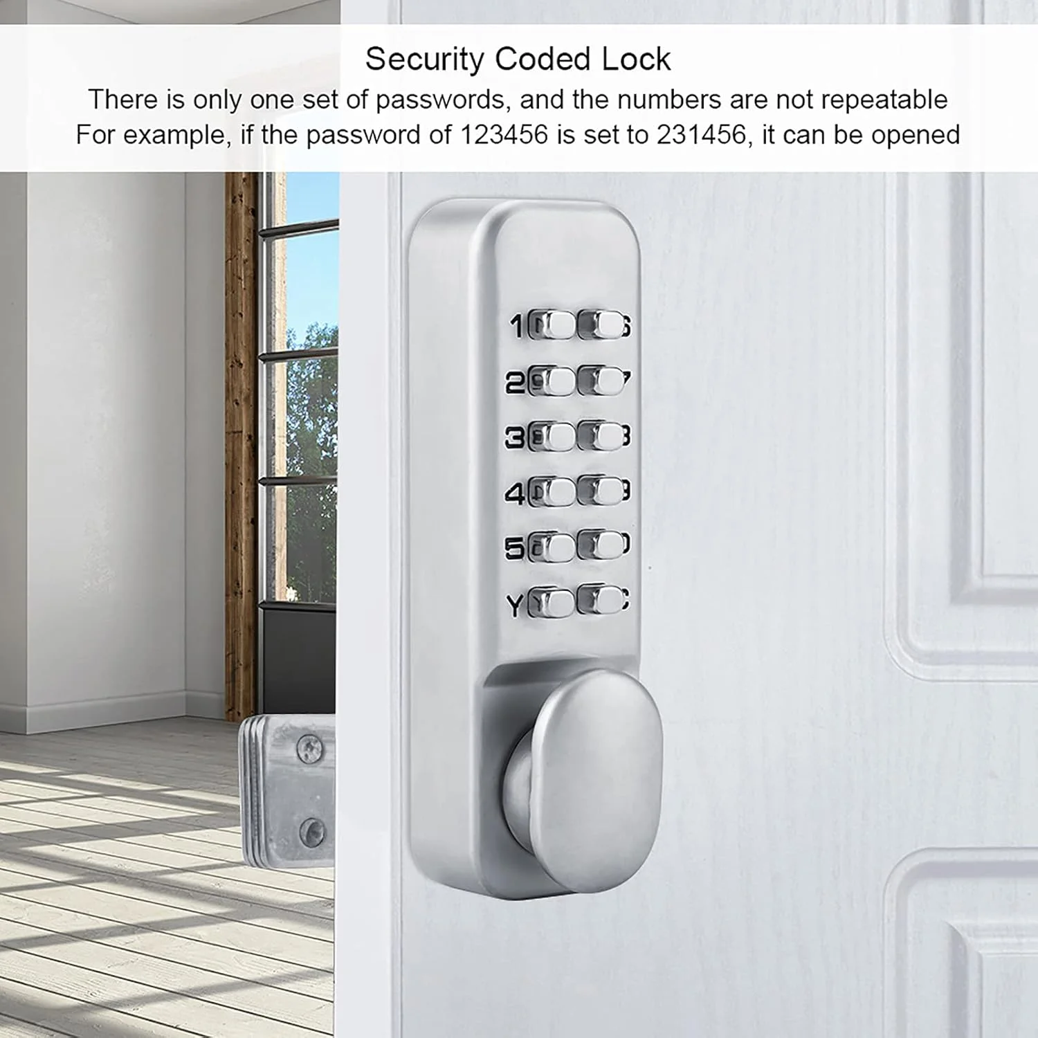 قفل درب ورودی بدون کلید، قفل زبانه دار با صفحه کلید دیجیتال ترکیبی و امنیت بالا قفل درب ورودی بدون کلید، قفل زبانه دار با صفحه کلید دیجیتال ترکیبی و امنیت بالا