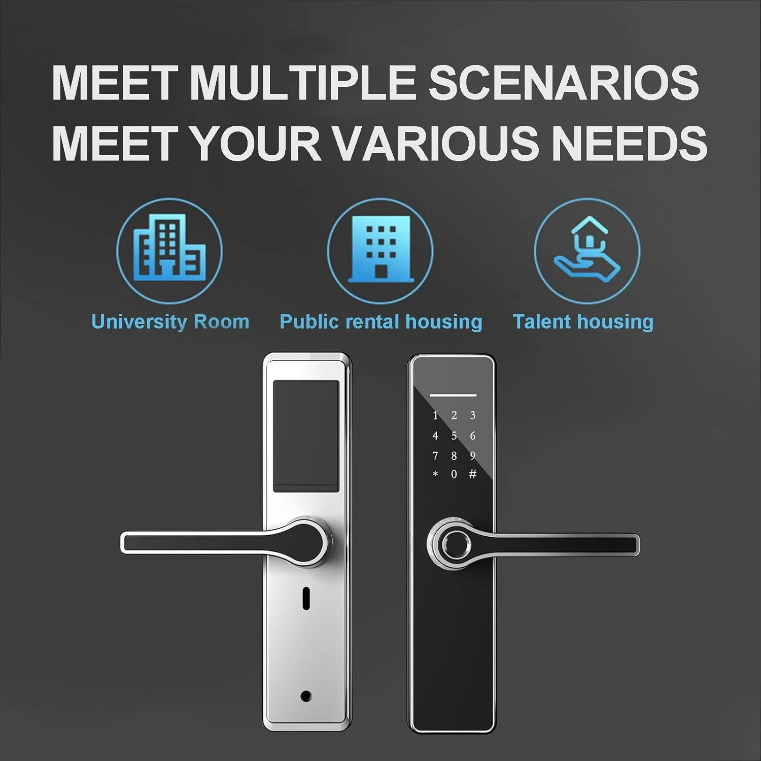 قفل درب هوشمند بدون کلید با اثر انگشت دیجیتال، قفل هوشمند برای درب ورودی، قفل هوشمند بلوتوثی درب ورودی، دستگیره اهرمی درب، دستگیره درب، جایگزین قفل های زبانه دار