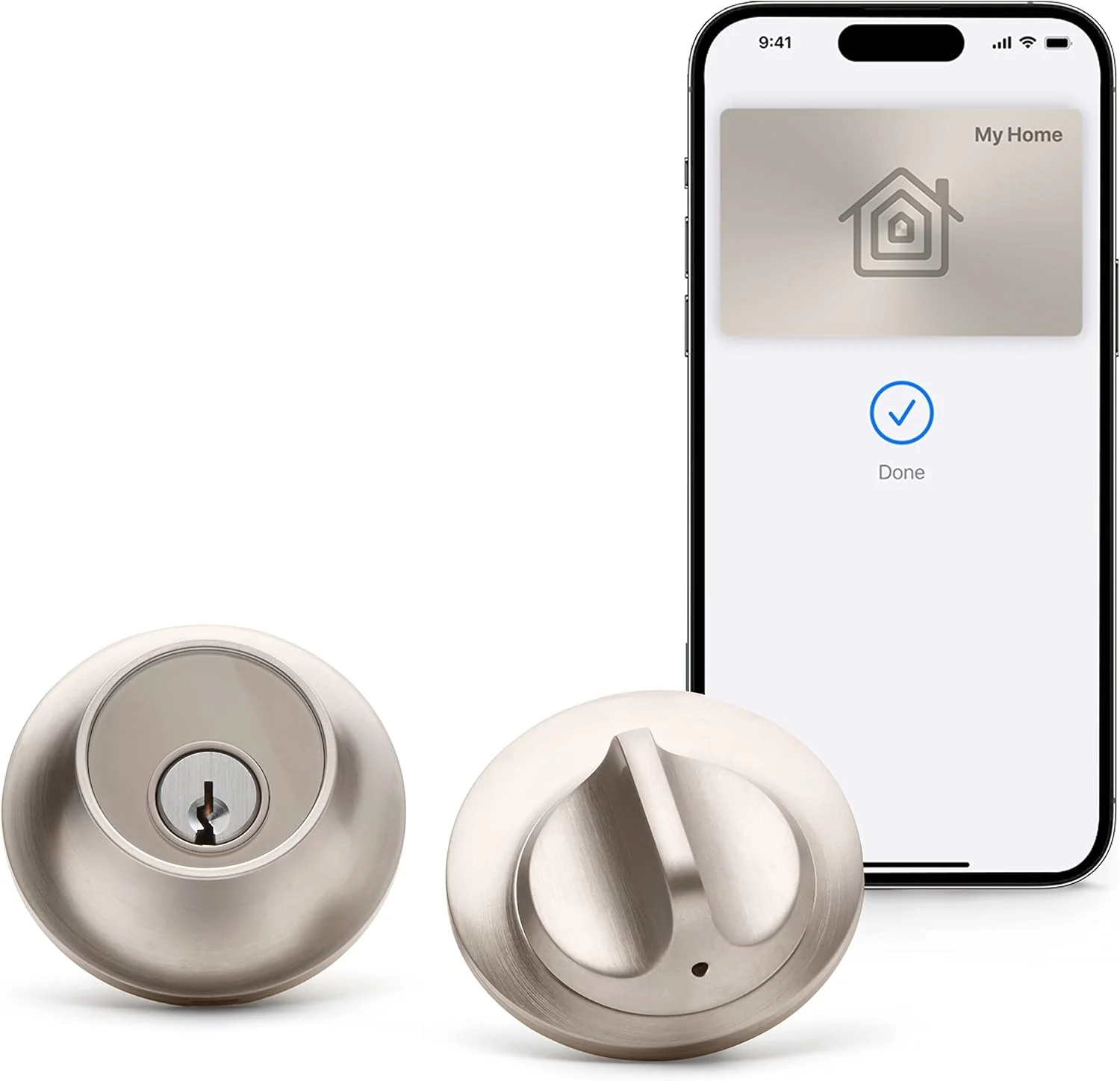 قفل هوشمند Level Home Inc Lock+ با کلیدهای Apple Home - قفل زبانه ای هوشمند برای ورود بدون کلید به همراه کارت کلید یا برنامه، قفل فعال شده با بلوتوث سازگار با Apple HomeKit، نیکل ساتن