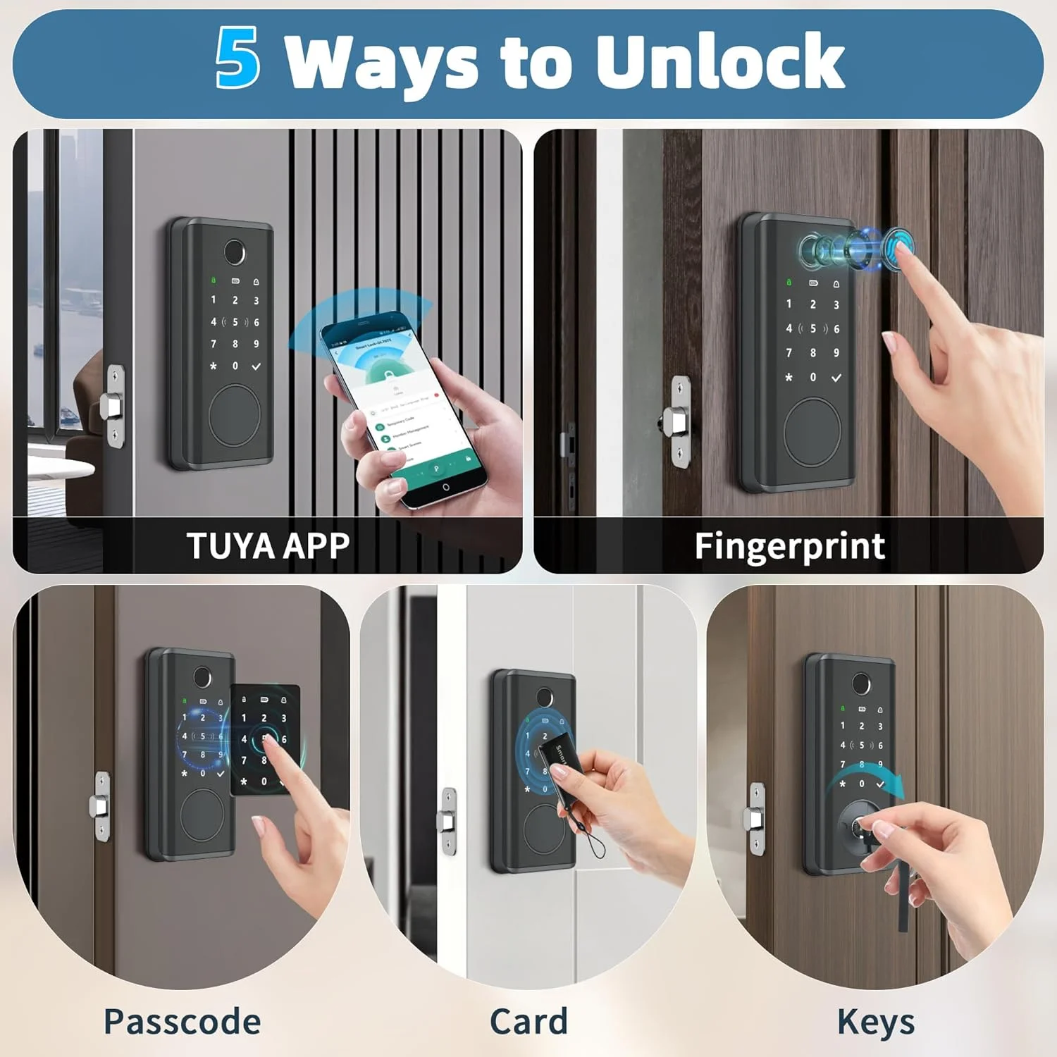 قفل درب ورودی بدون کلید، قفل های کد دیجیتال، قابل باز شدن با اثر انگشت، رمز عبور، کارت، کلید و برنامه، مناسب برای درب ورودی، منازل قفل درب ورودی بدون کلید، قفل های کد دیجیتال، قابل باز شدن با اثر انگشت، رمز عبور، کارت، کلید و برنامه، مناسب برای درب ورودی، منازل